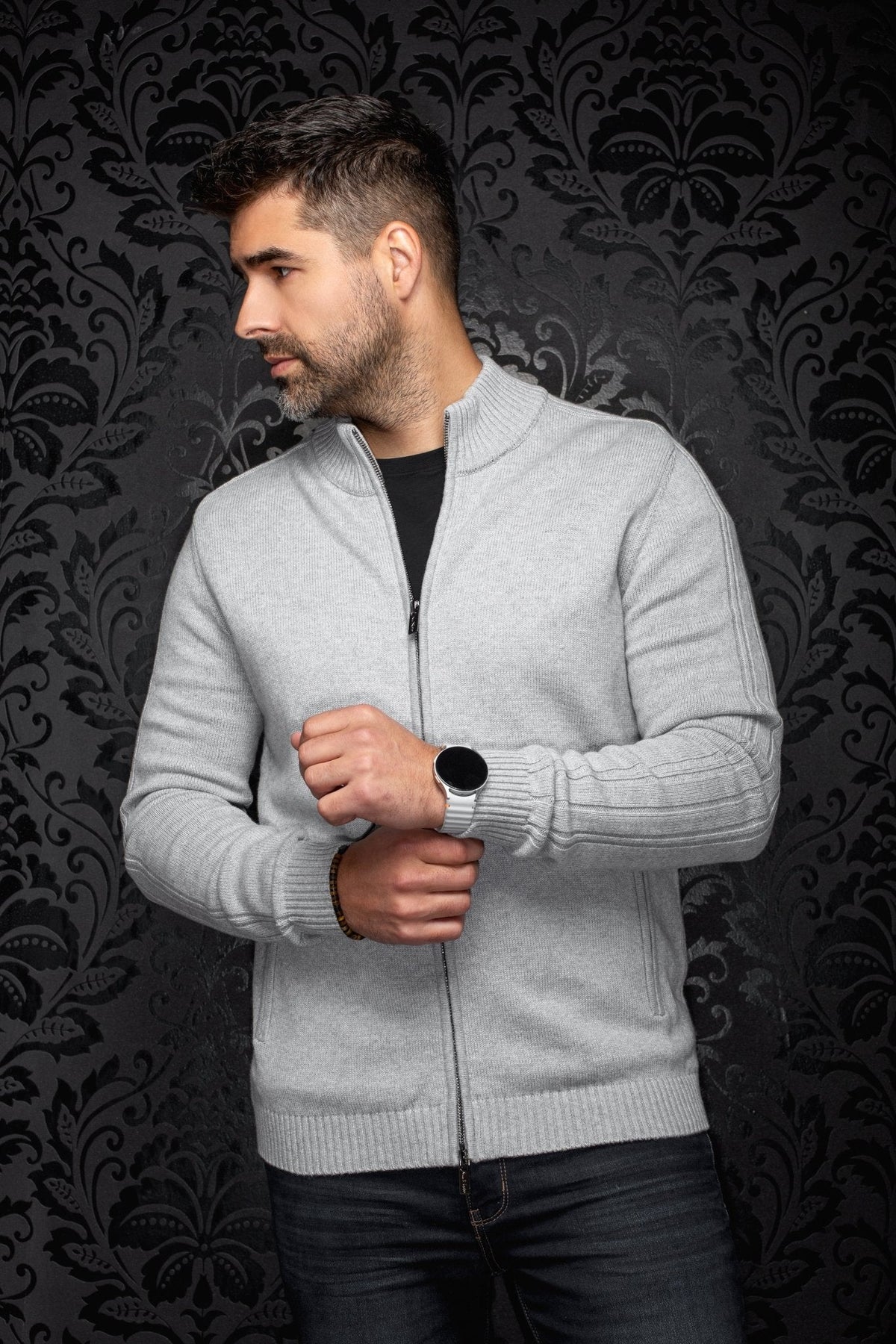 CHANDAIL EN LAINE MÉRINOS | RACKA, Grey - AU NOIR