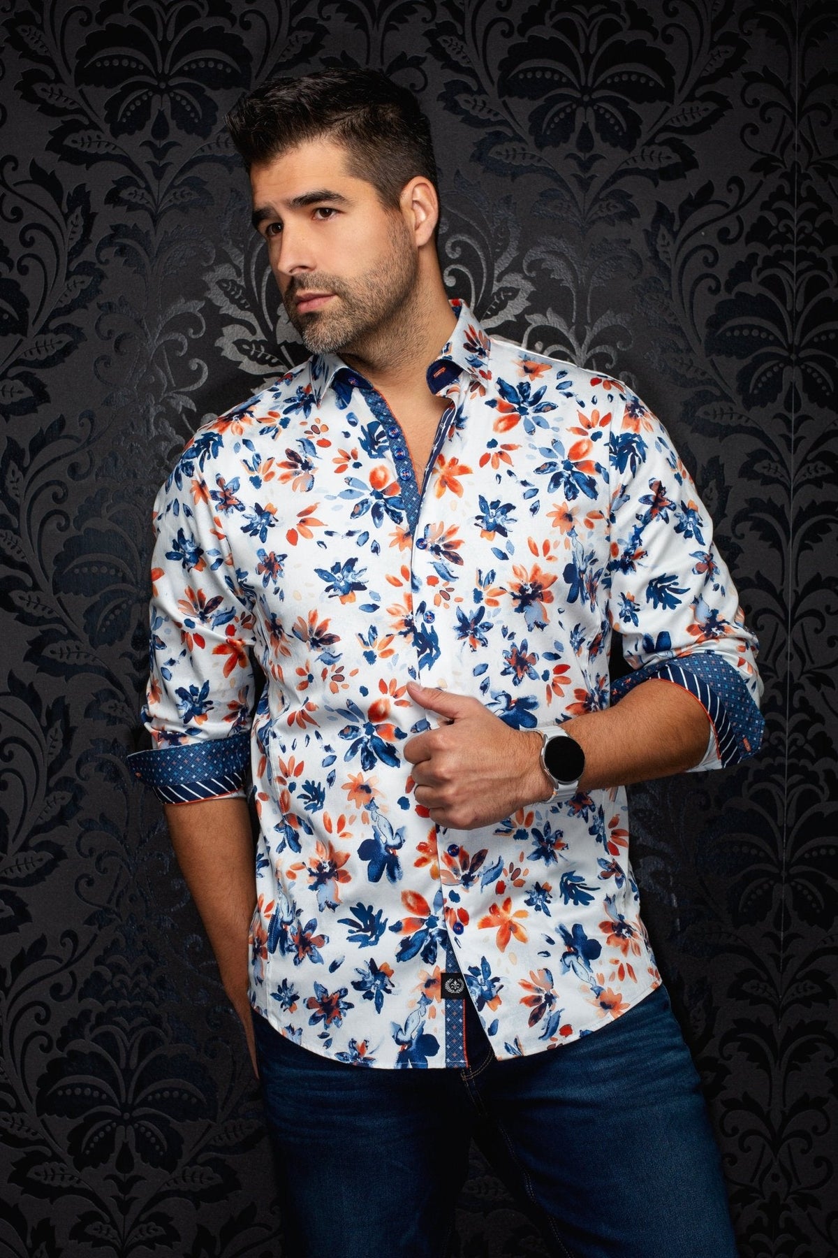 CHEMISE | AMARO, Light Blue Orange - AU NOIR