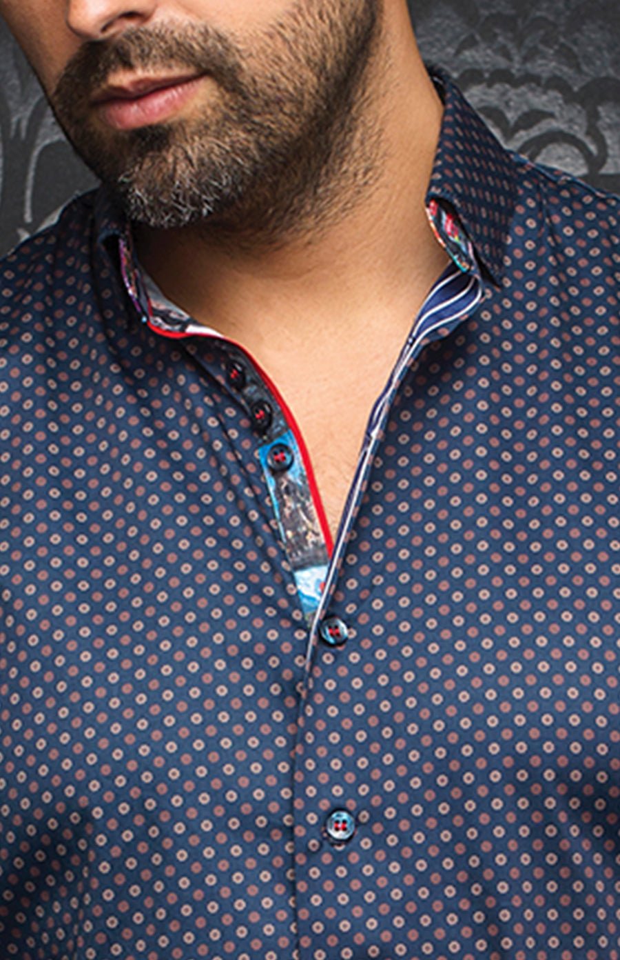 Chemise | BRADFORD, Navy / Beige - AU NOIR