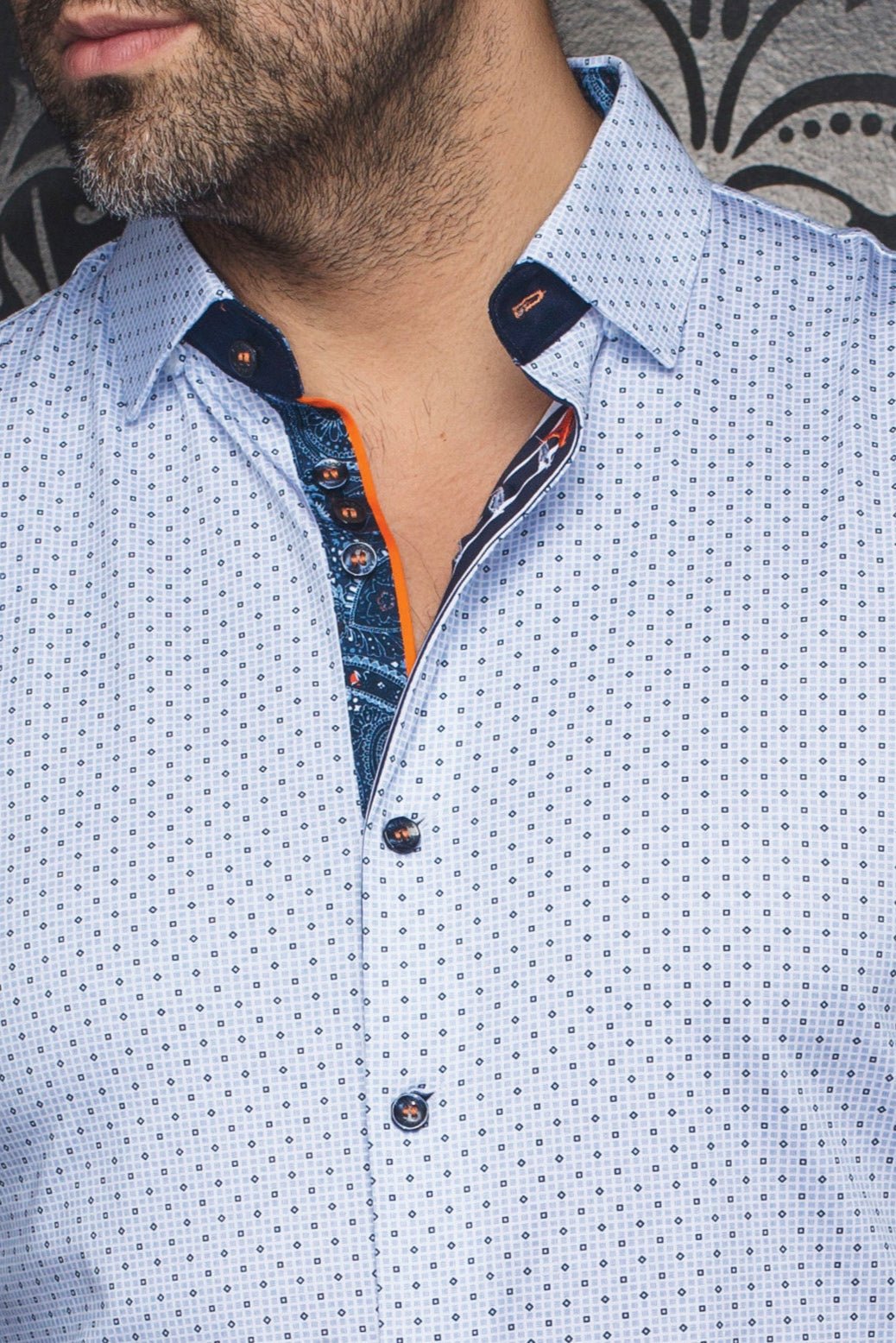 CHEMISE | CALDARA, White Blue - AU NOIR