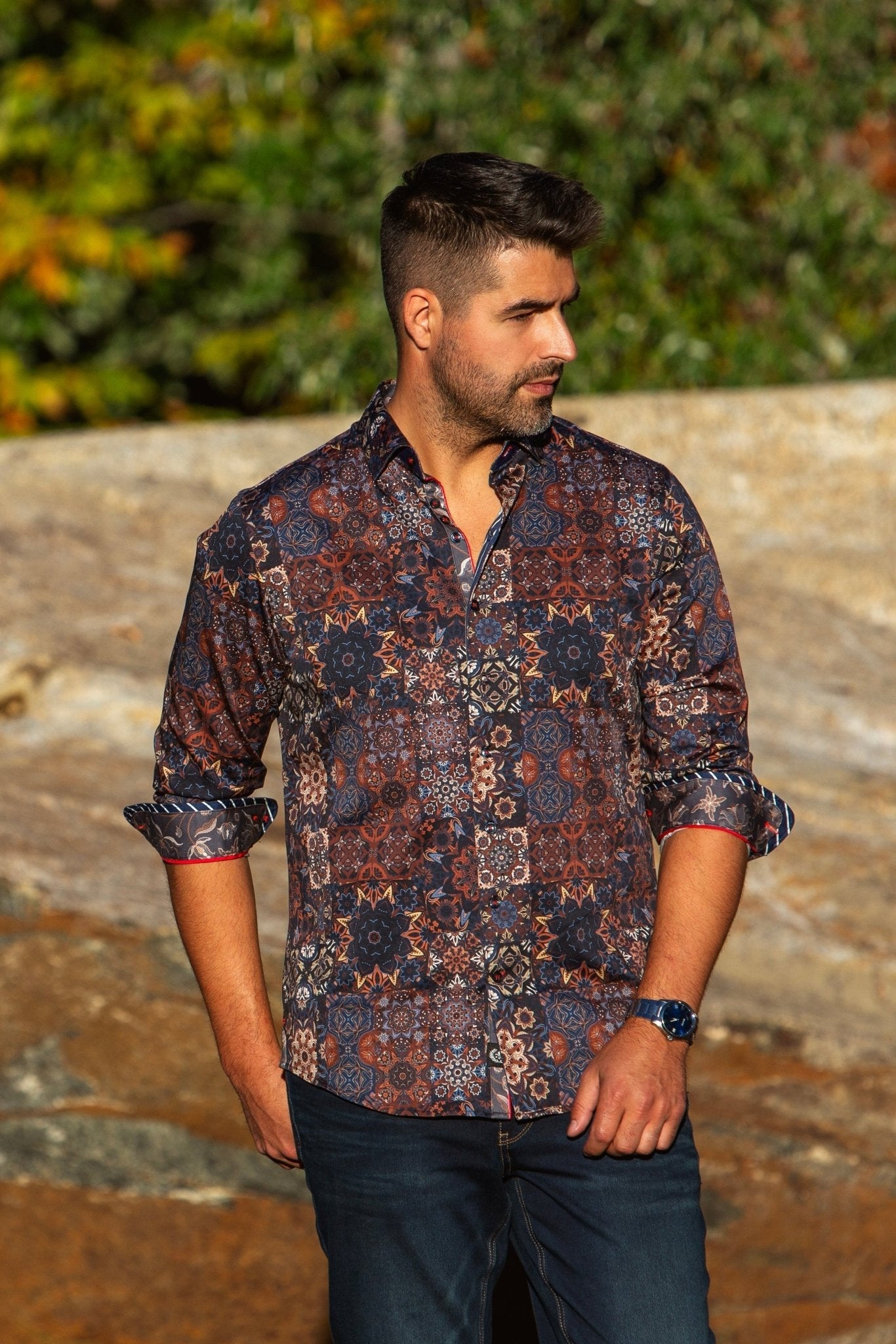 CHEMISE | CLOVIS, Navy Rust - AU NOIR