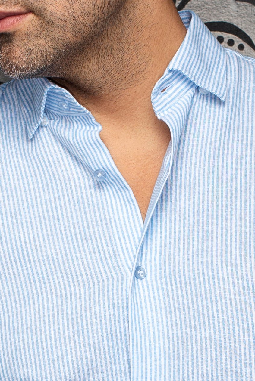 CHEMISE EN LIN | BERNAL, Blue - AU NOIR