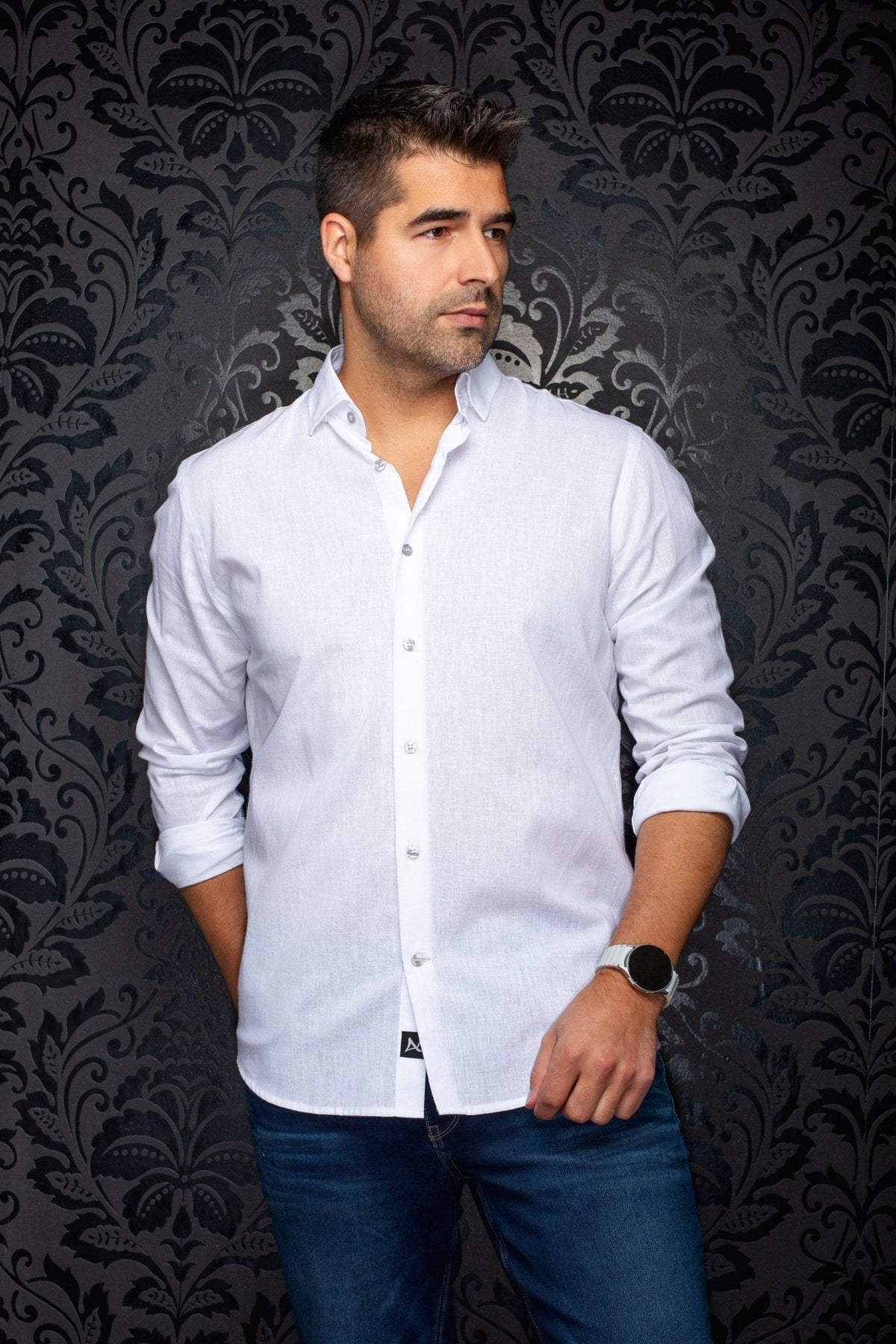 CHEMISE EN LIN | HUMPHREY, White - AU NOIR