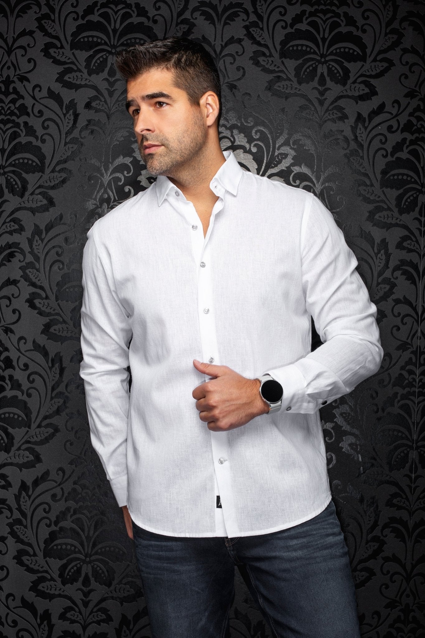 CHEMISE EN LIN | HUMPHREY, White - AU NOIR