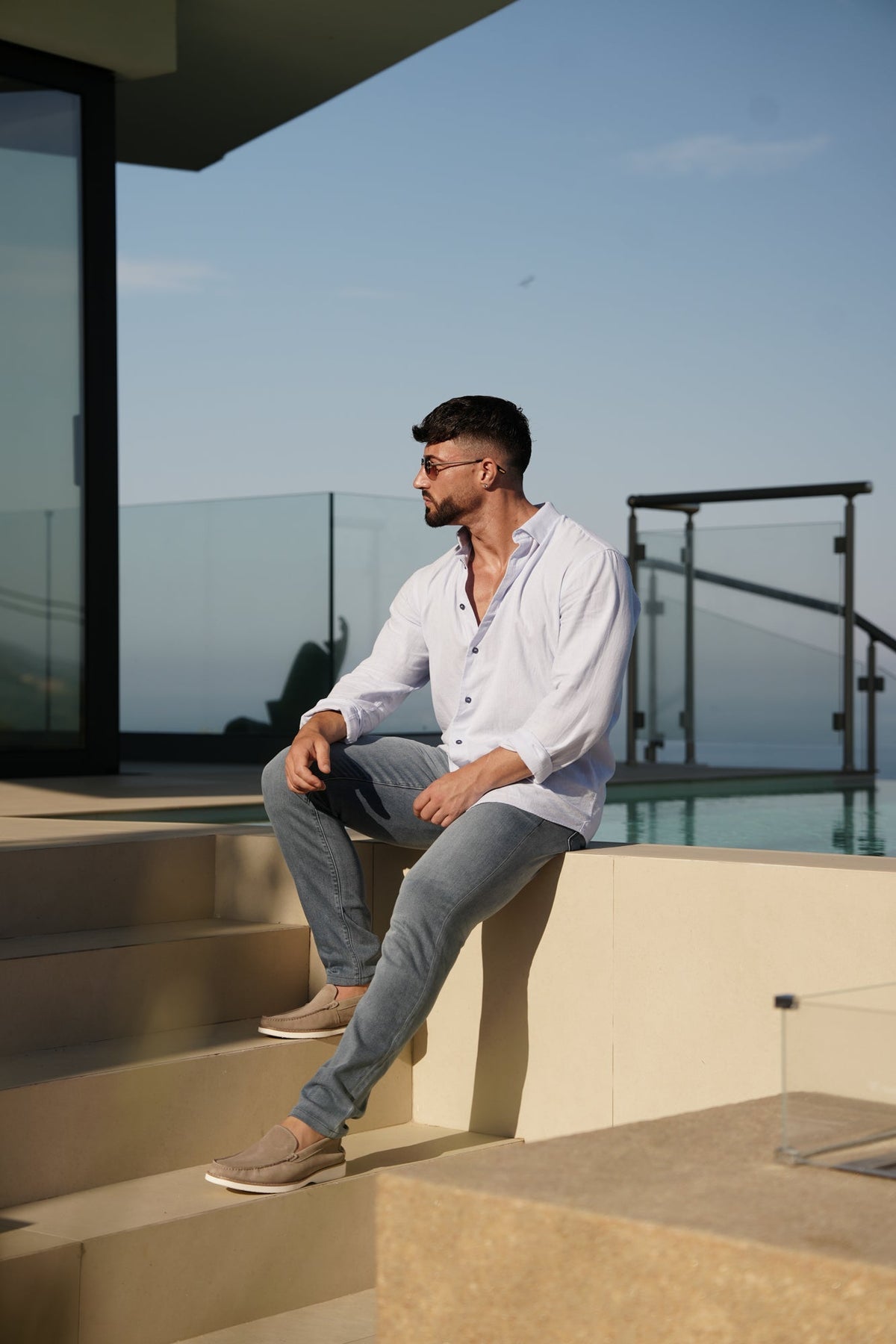 CHEMISE EN LIN | MENDELSOHN, Blue - AU NOIR