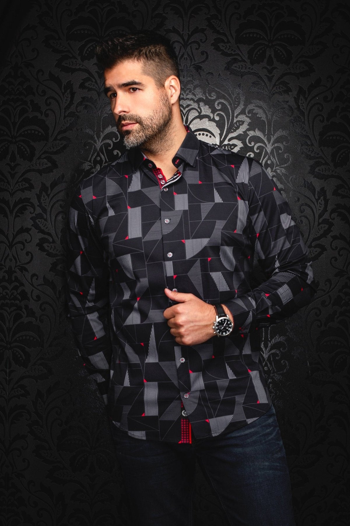 CHEMISE | FRANK, Black Red - AU NOIR