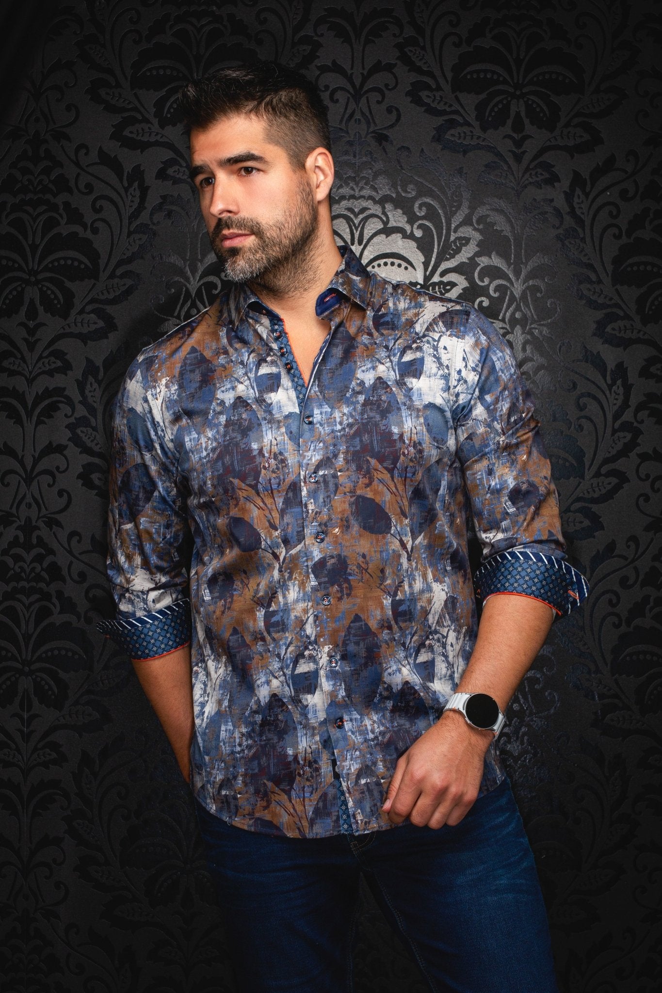 CHEMISE | JASPER, Blue Brown - AU NOIR
