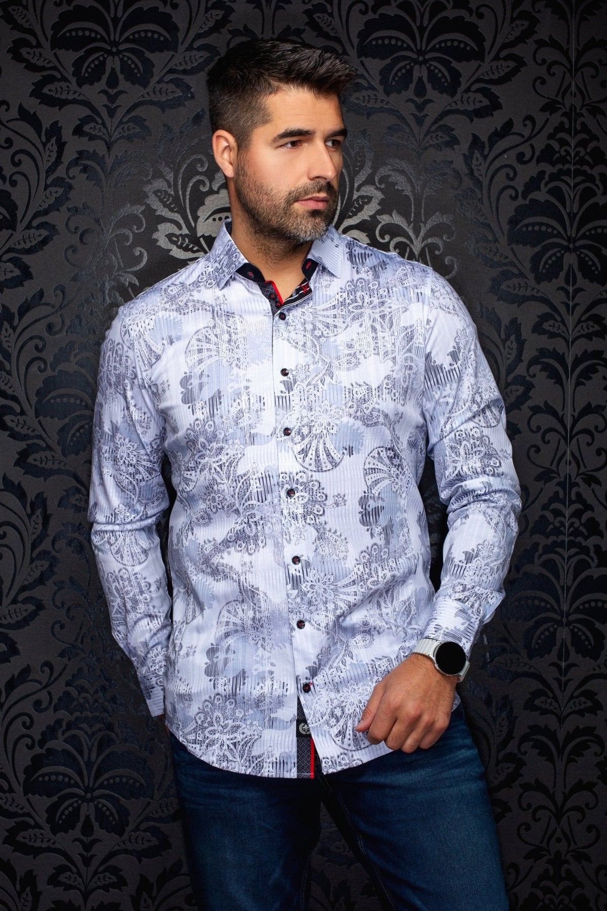 CHEMISE | KALIMANTAN, White Grey - AU NOIR