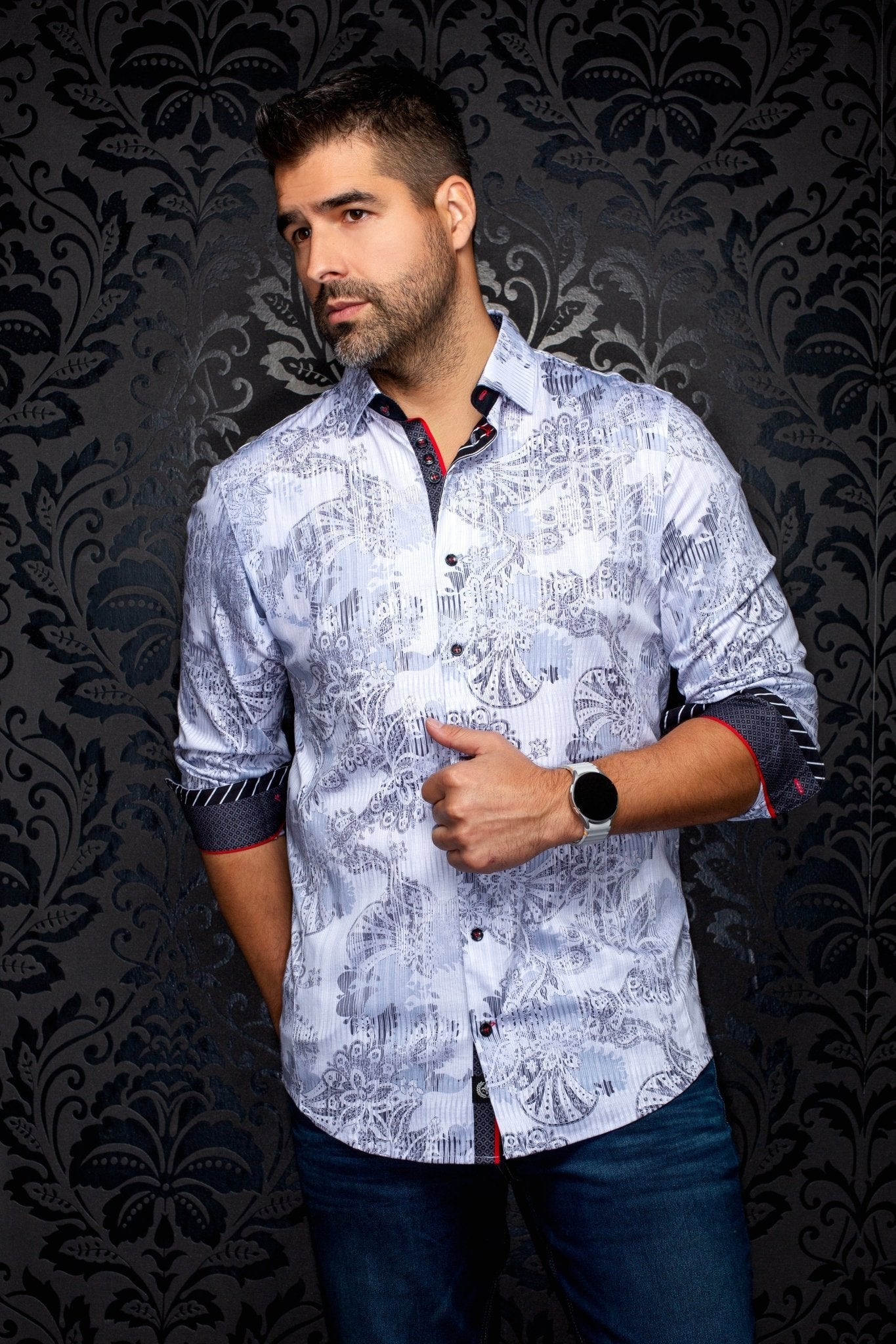 CHEMISE | KALIMANTAN, White Grey - AU NOIR