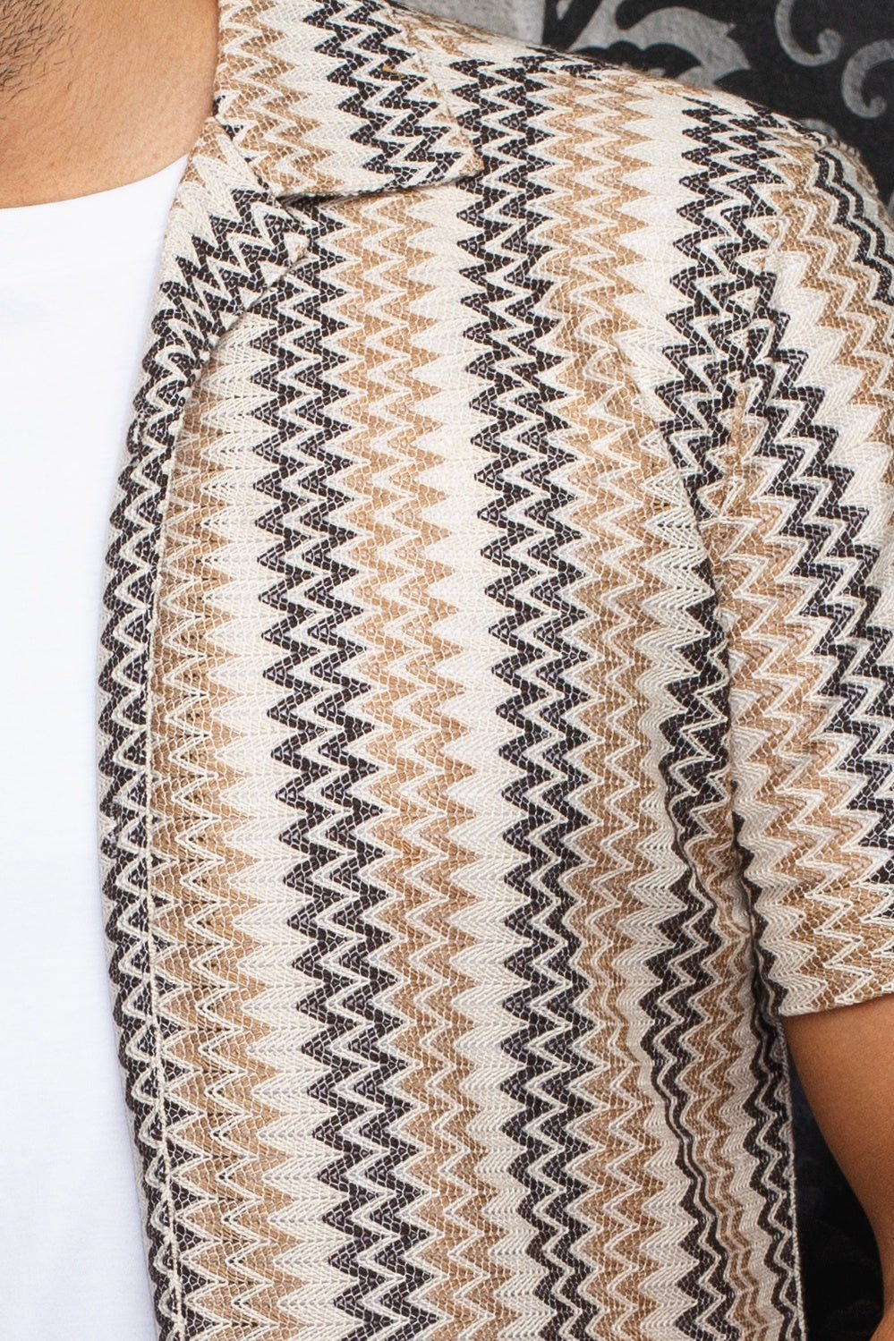 CHEMISE MANCHES COURTES COL OUVERT | RAJ - T, Brown Grey - AU NOIR