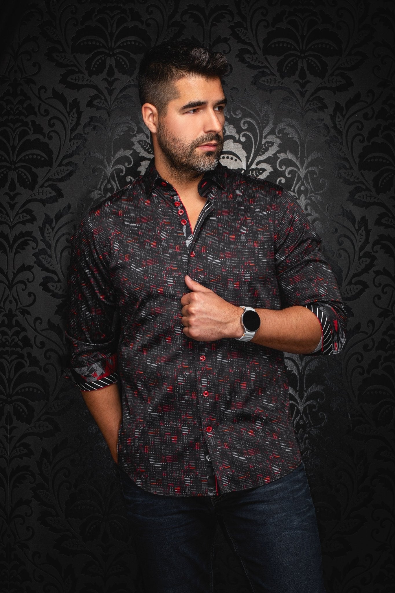 CHEMISE | METROPOLIS, Black Red - AU NOIR