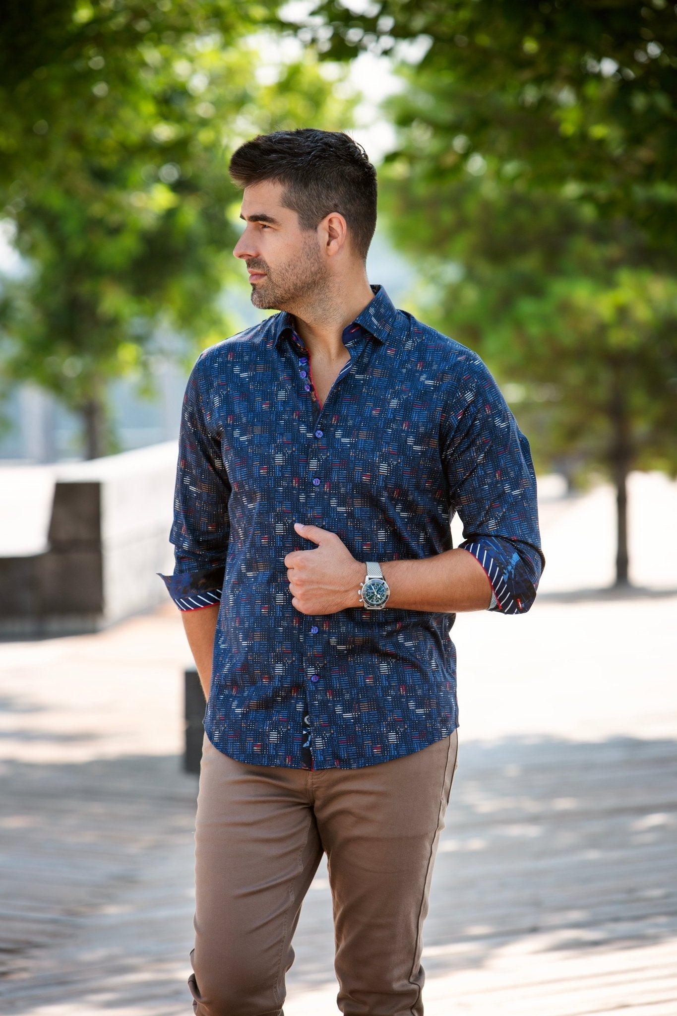 CHEMISE | METROPOLIS, Navy Red - AU NOIR