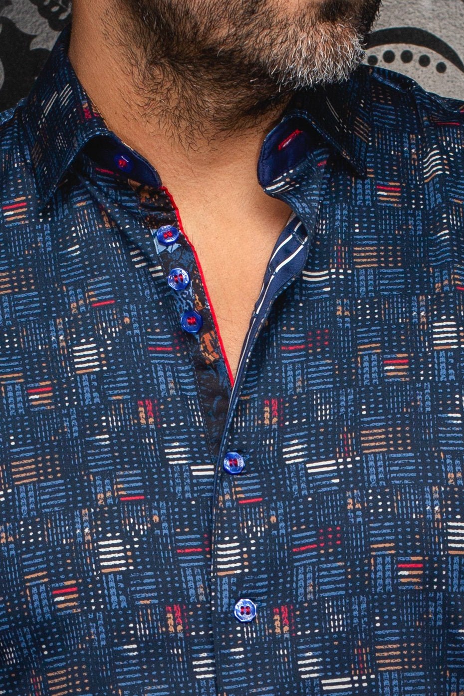 CHEMISE | METROPOLIS, Navy Red - AU NOIR