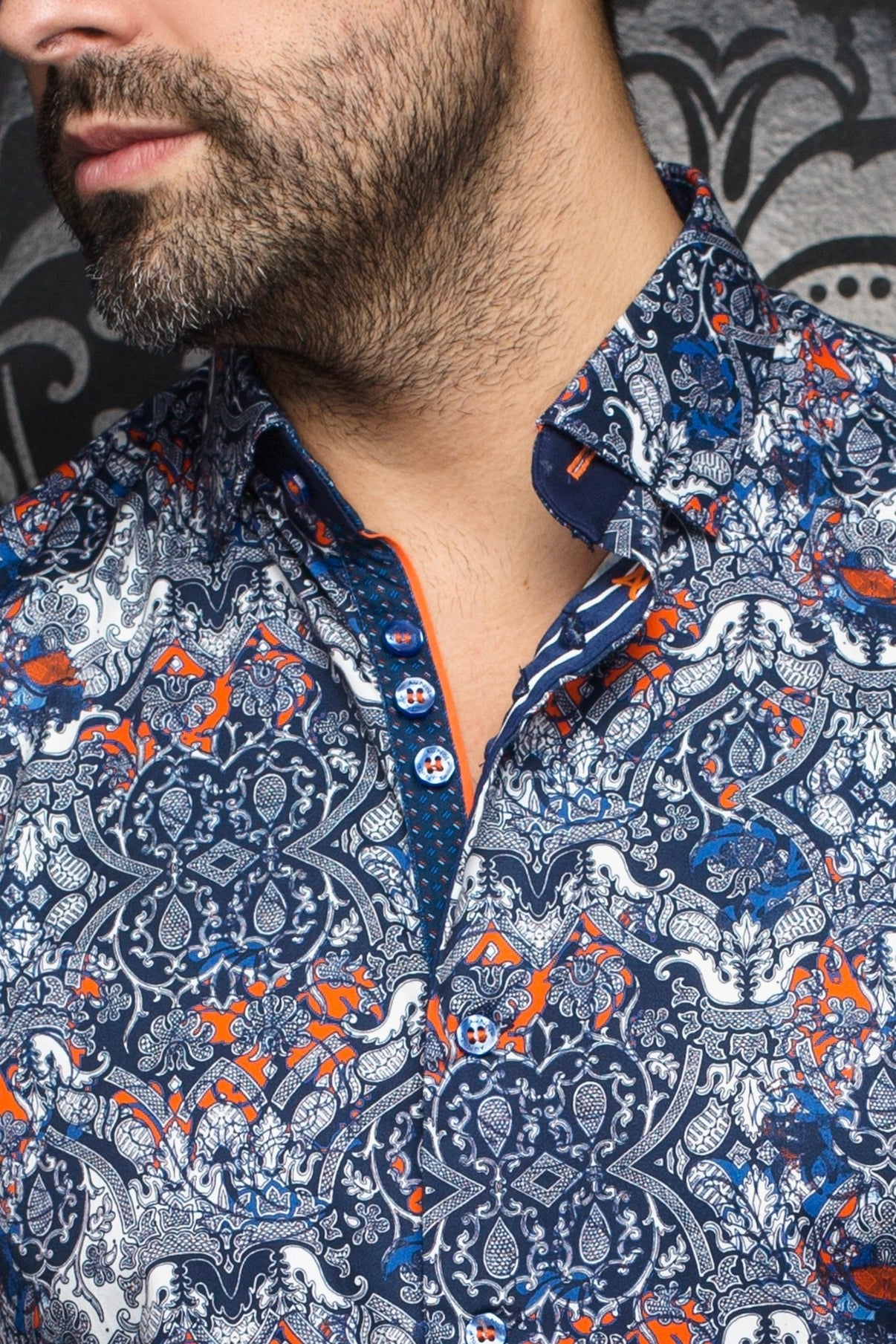 CHEMISE | MURATO, Navy Orange - AU NOIR