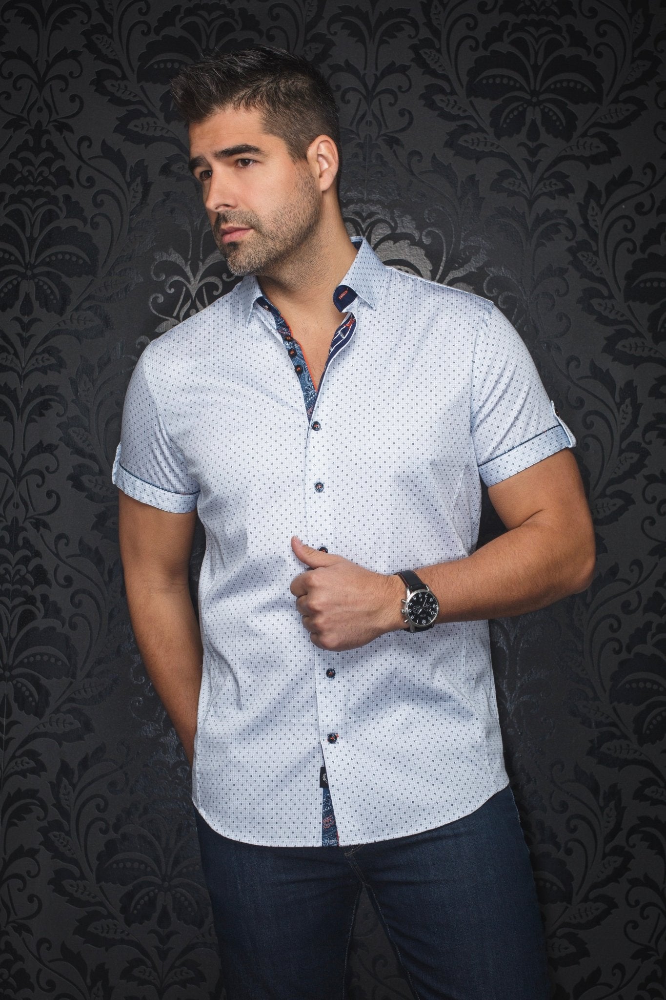 Manches Courtes | FARO, White Blue - AU NOIR