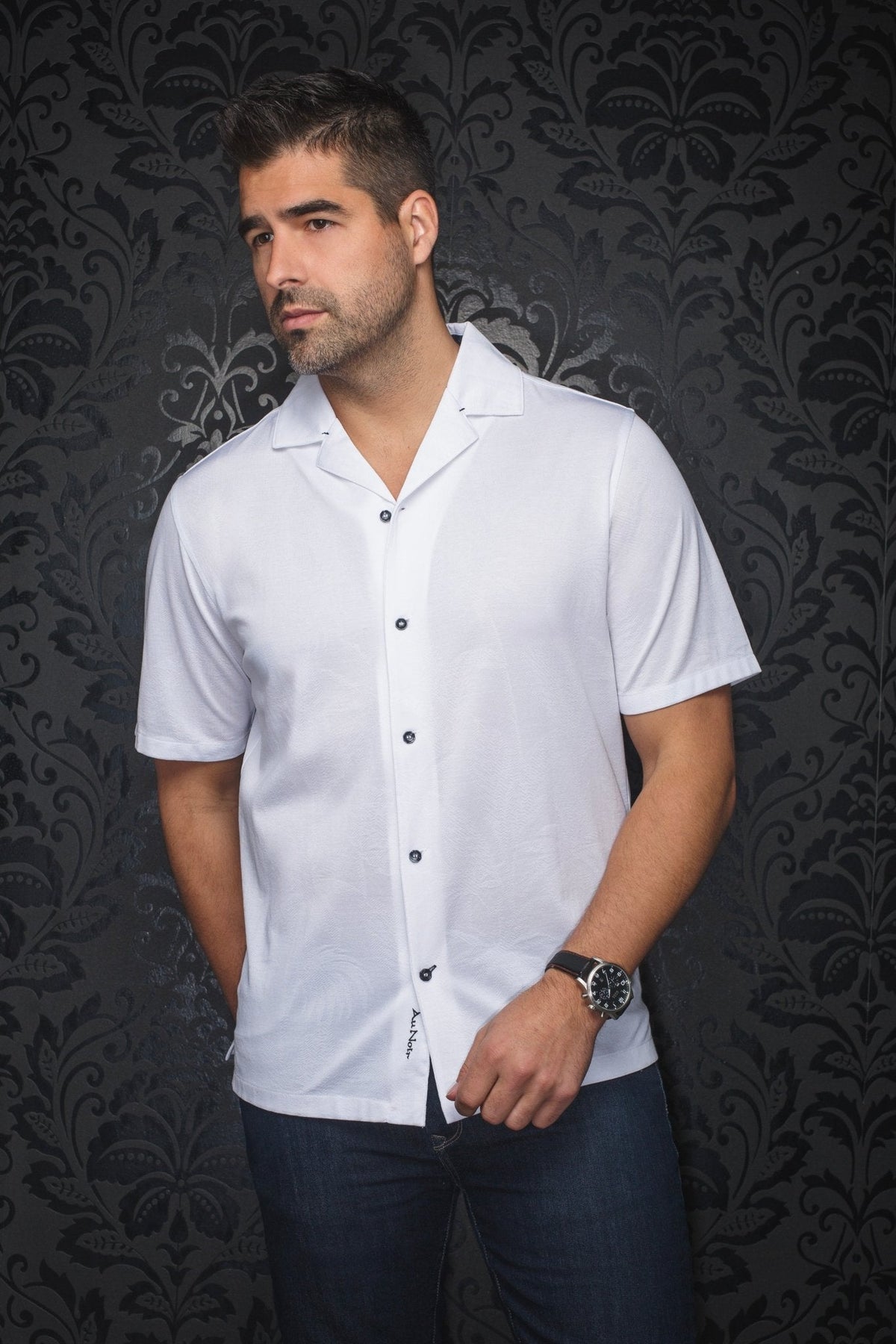 Manches Courtes Flat Collar | BRAHEA, White - AU NOIR