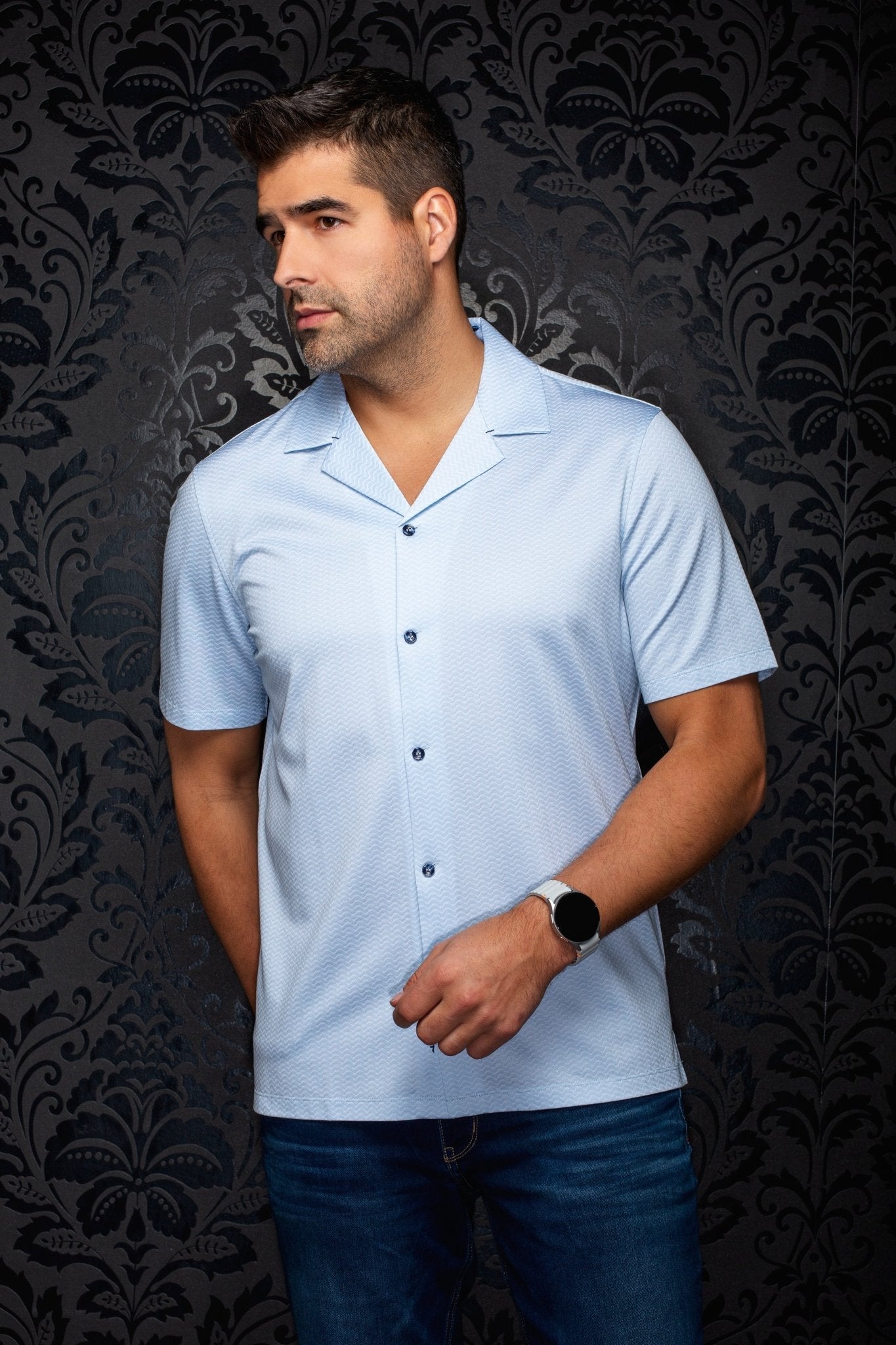 Manches Courtes Flat Collar | KAYANTA, Blue - AU NOIR