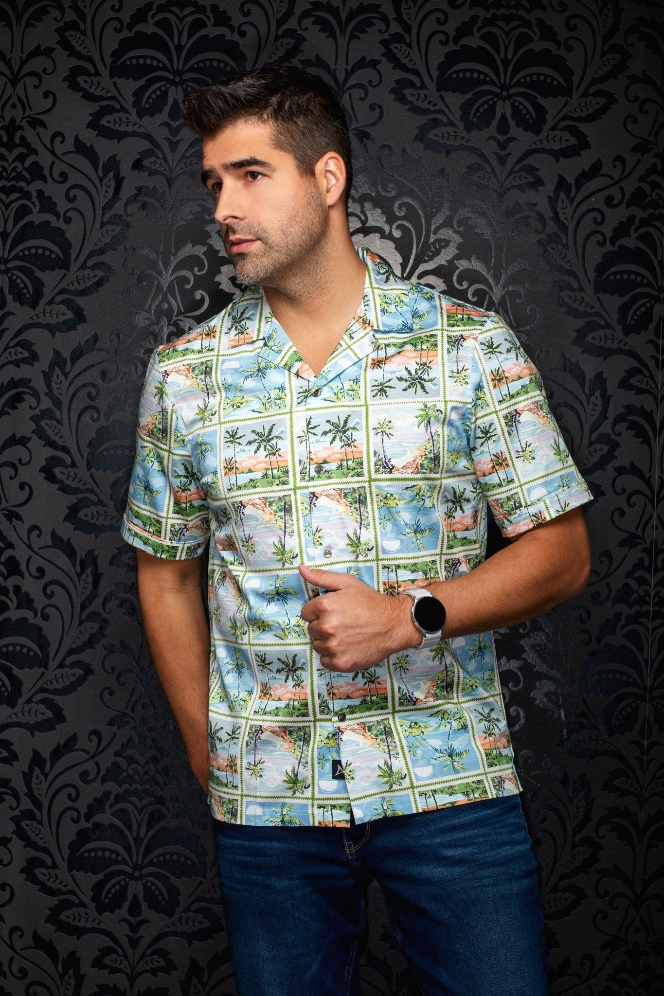 Manches Courtes Flat Collar | PALMBEACH, Olive - AU NOIR