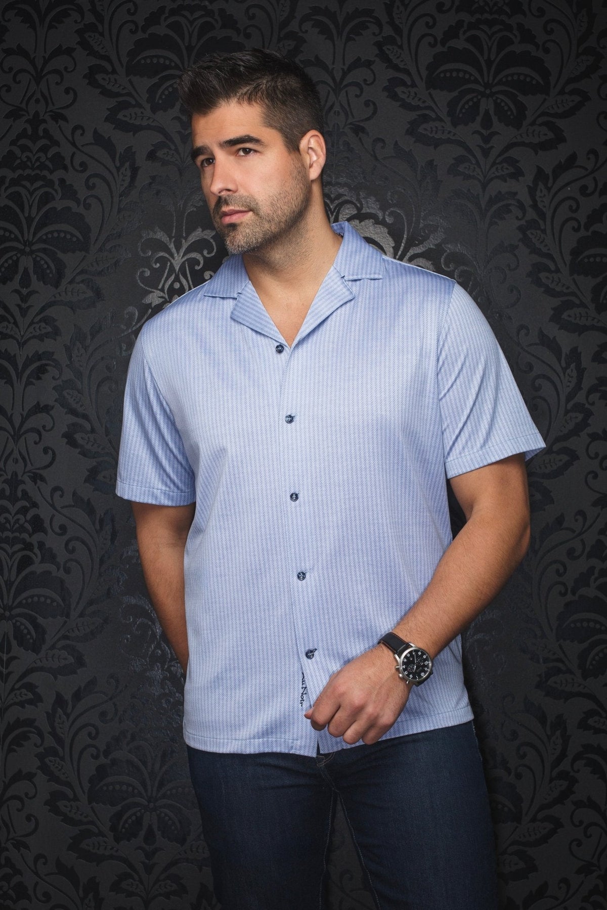 Manches Courtes Flat Collar | WAIKIKI, Light Blue - AU NOIR