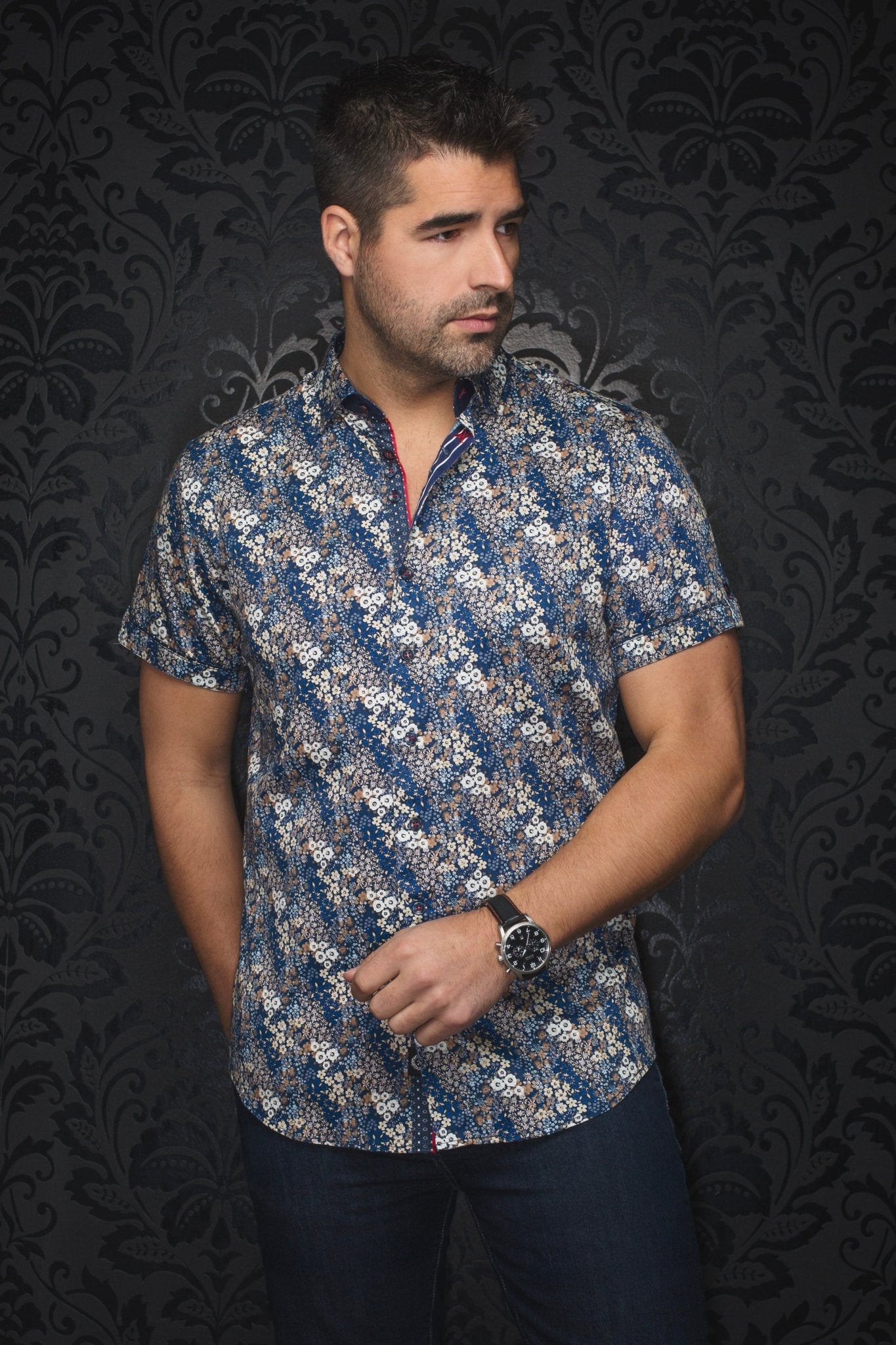 Manches Courtes | MORRIS, Navy Tobacco - AU NOIR