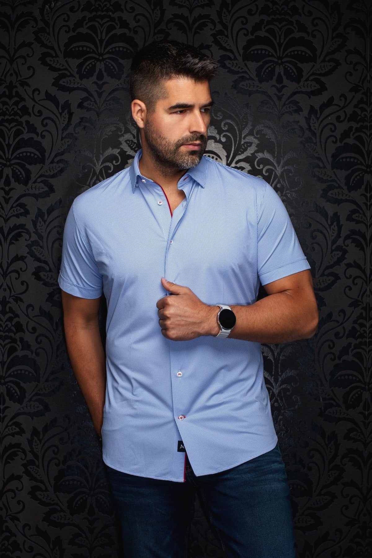 MANCHES COURTES NYLON | GALVIN, Light Blue - AU NOIR