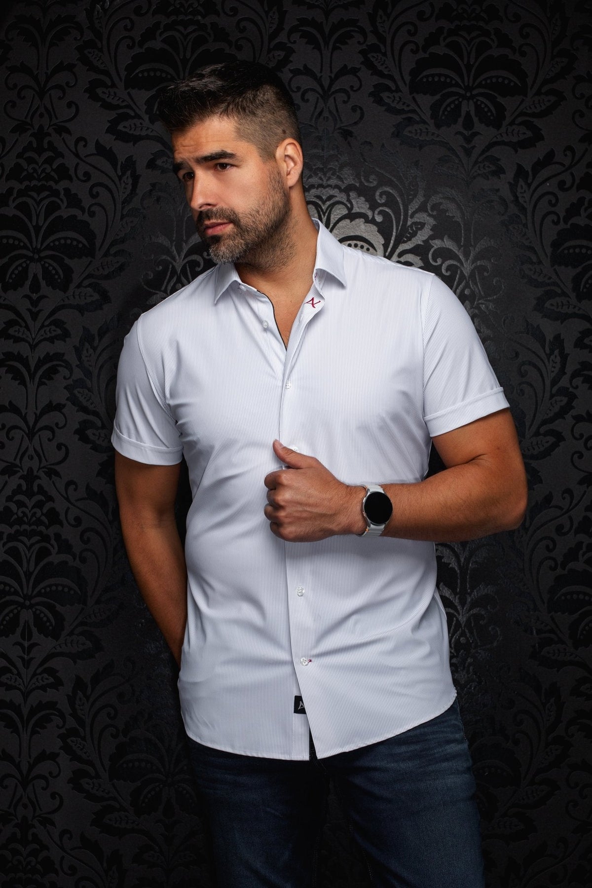 MANCHES COURTES NYLON | NICK STRP, White - AU NOIR