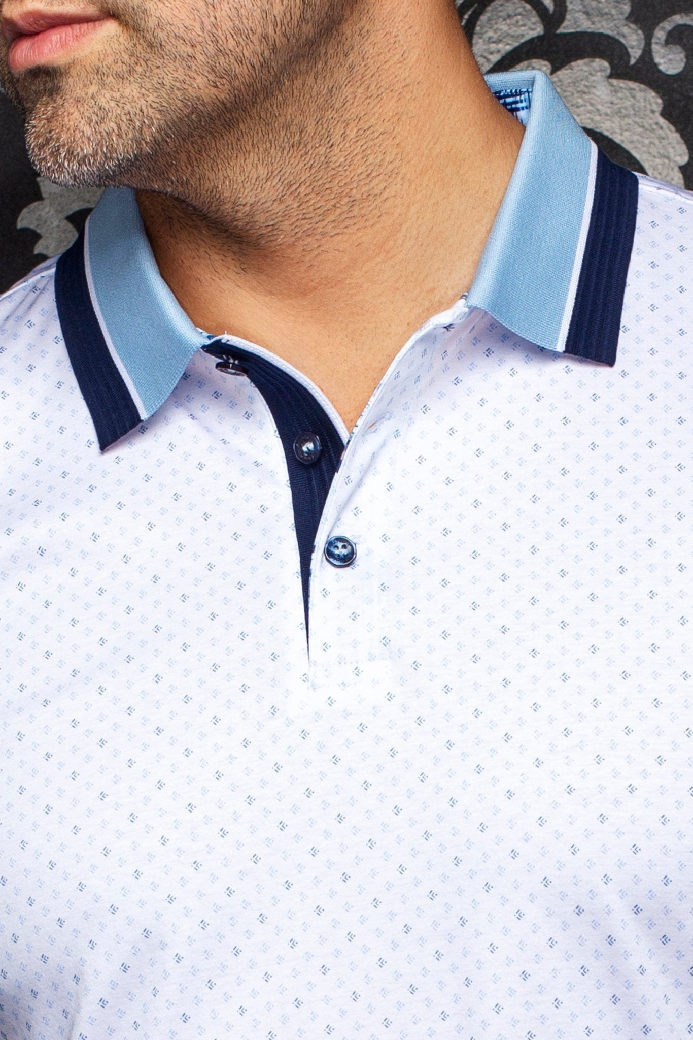 POLO | DARREN, White Blue - AU NOIR