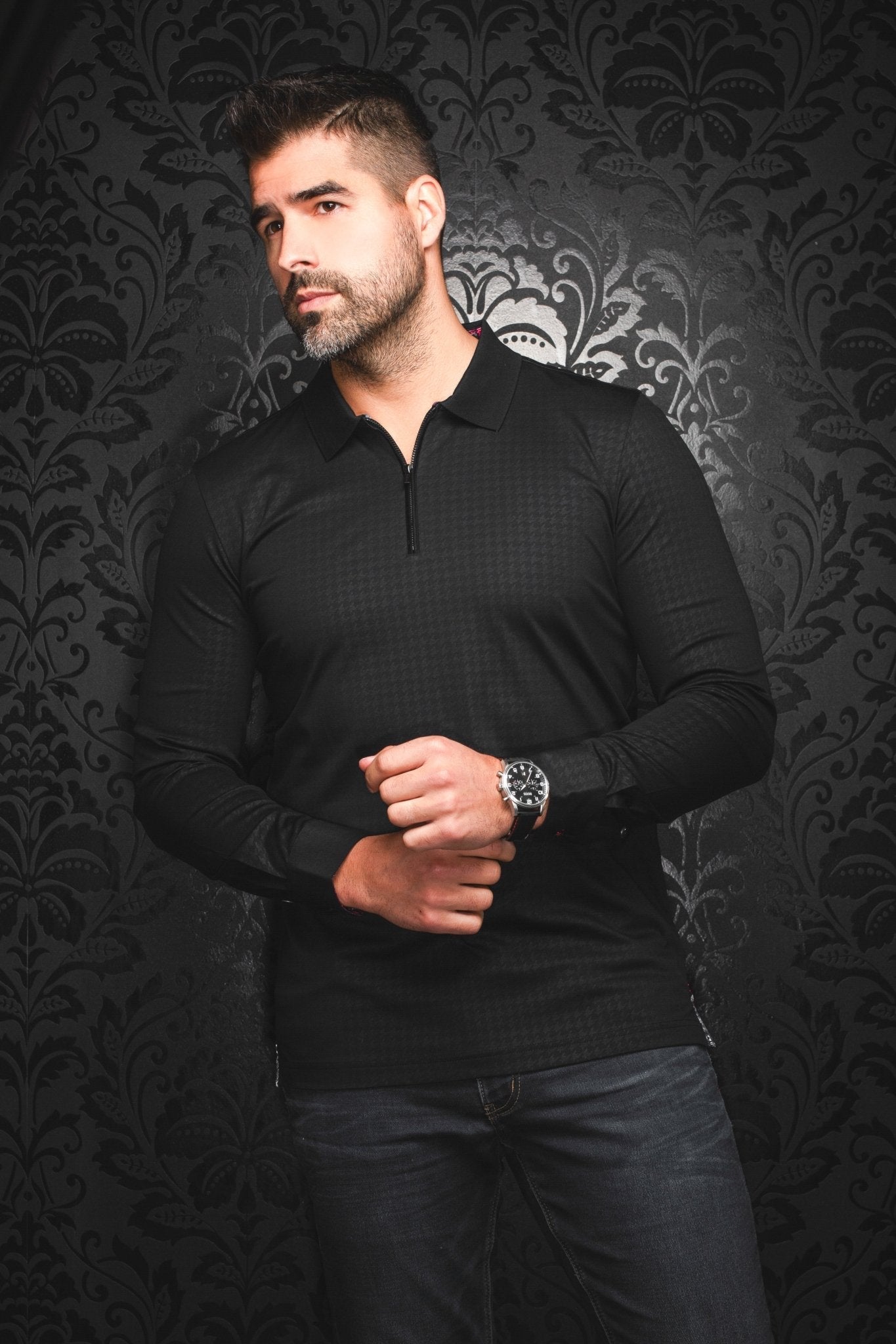 POLO MANCHES LONGUES | BENTLEY, Black - AU NOIR