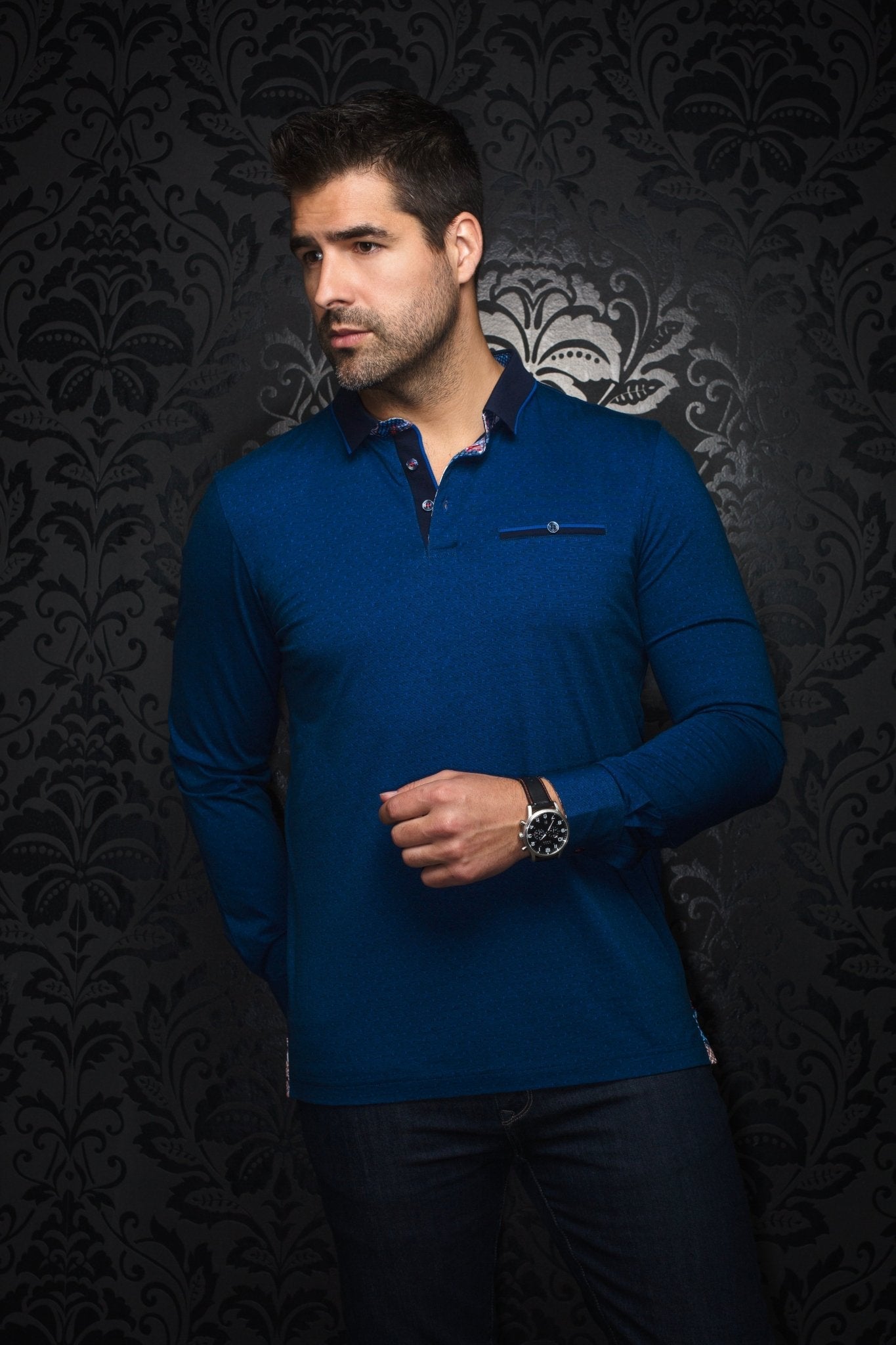 POLO MANCHES LONGUES | VERNER, Indigo - AU NOIR