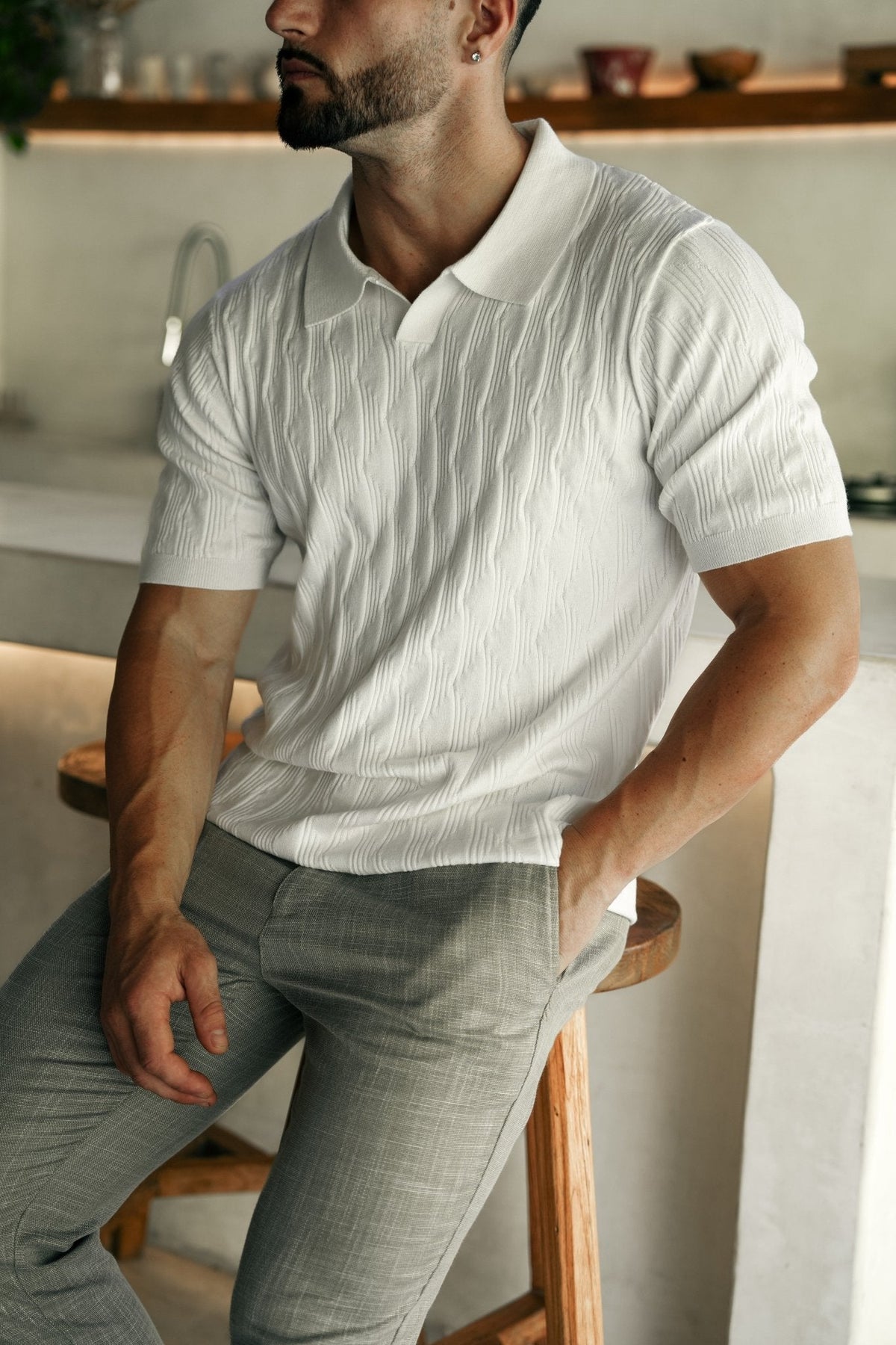 POLO TRICOT | LOWICK, White - AU NOIR