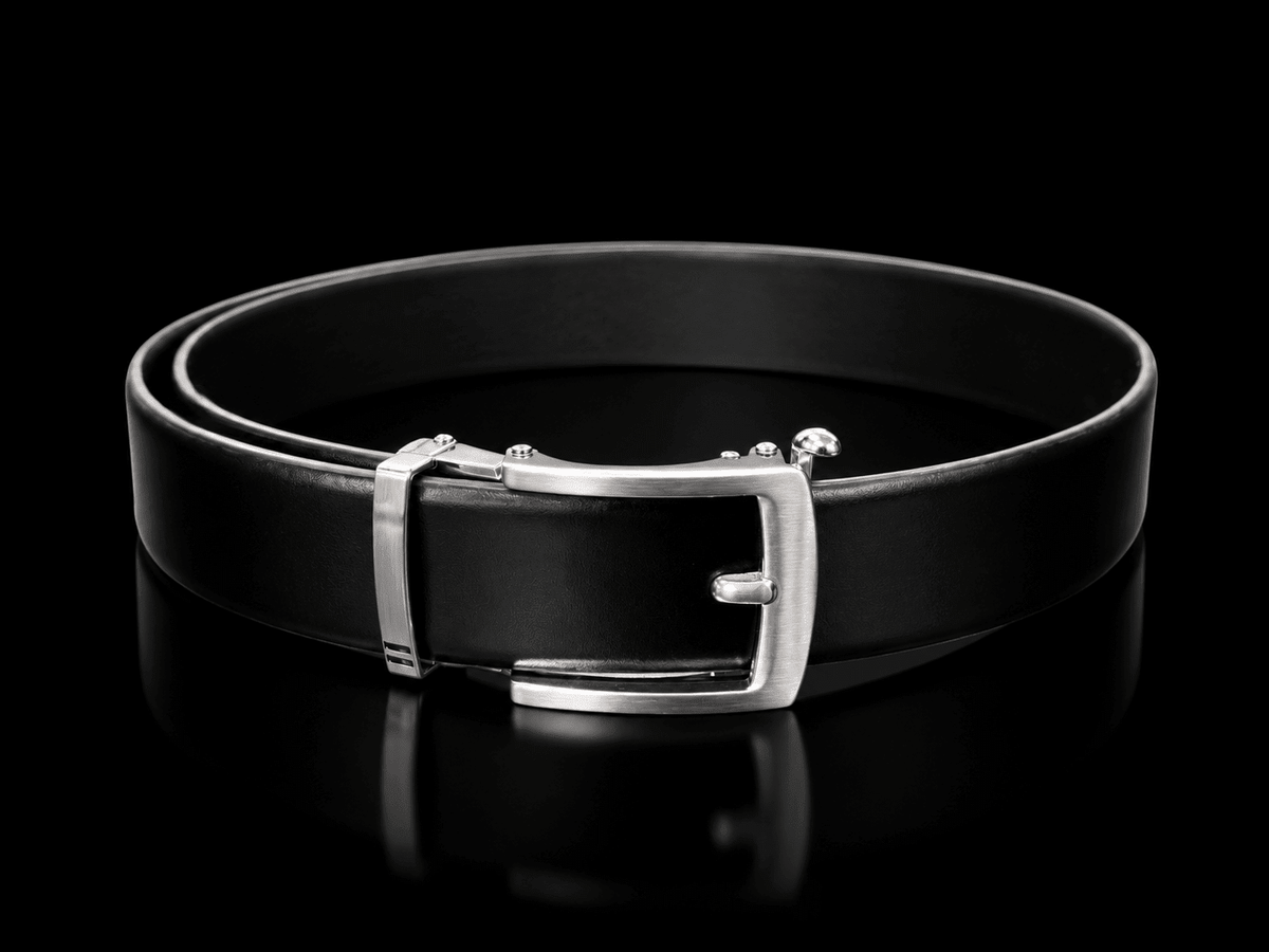 CEINTURE AJUSTEMENT INFINI | VALLELUNGA, BLACK BRUSHED NICKEL - AU NOIR
