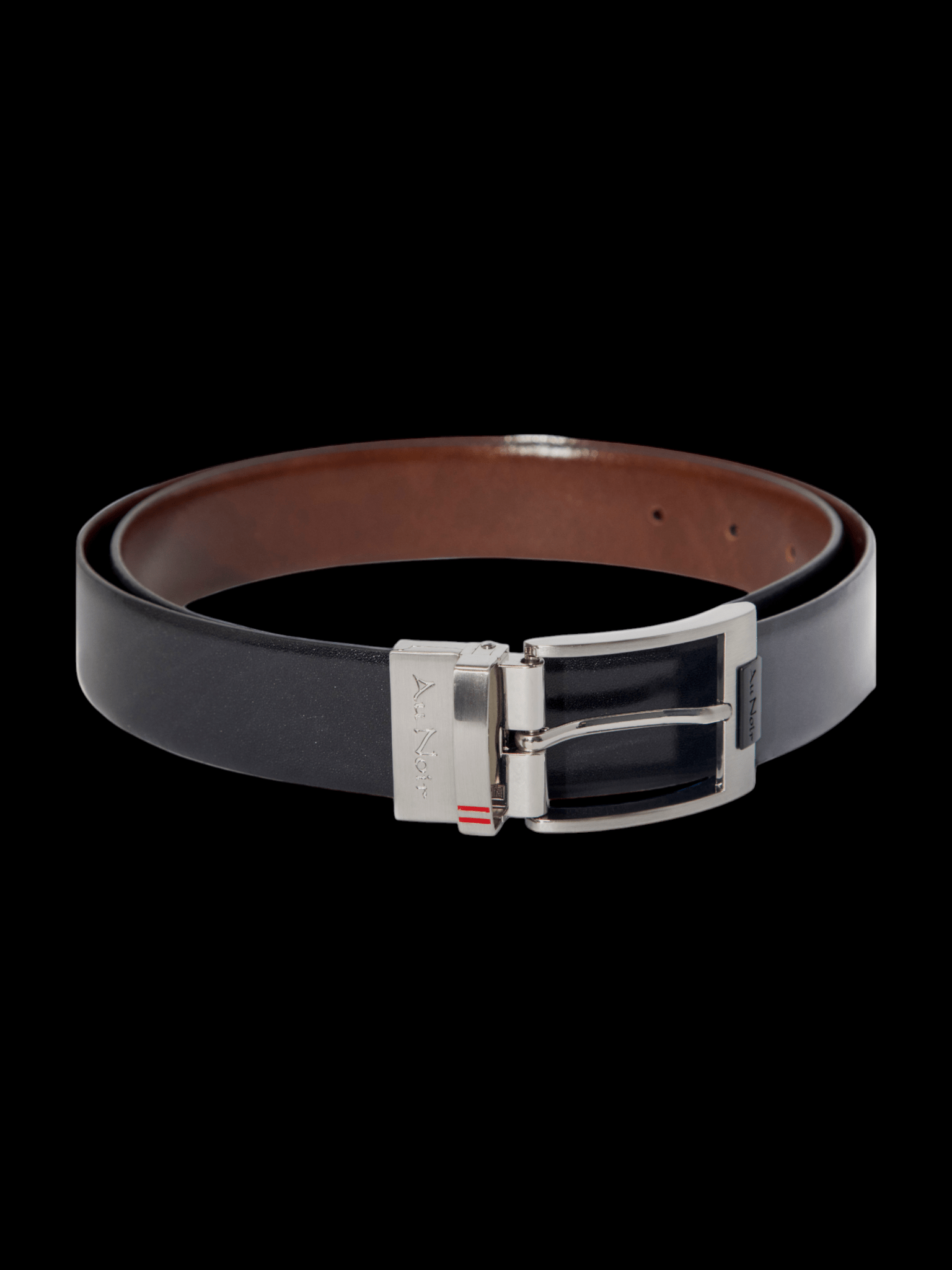 CEINTURE RÉVERSIBLE | DESOTO BRUSHED NICKLE, noir - brun - AU NOIR