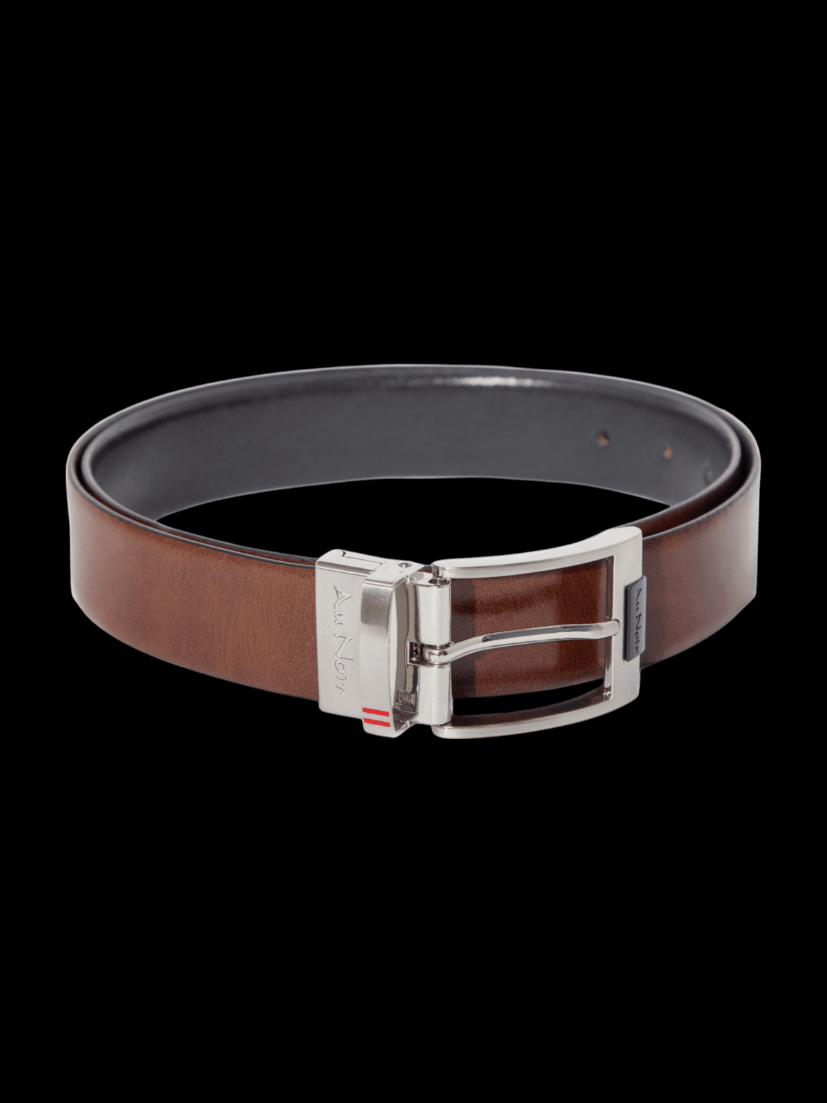 CEINTURE RÉVERSIBLE | DESOTO BRUSHED NICKLE, noir-brun - AU NOIR