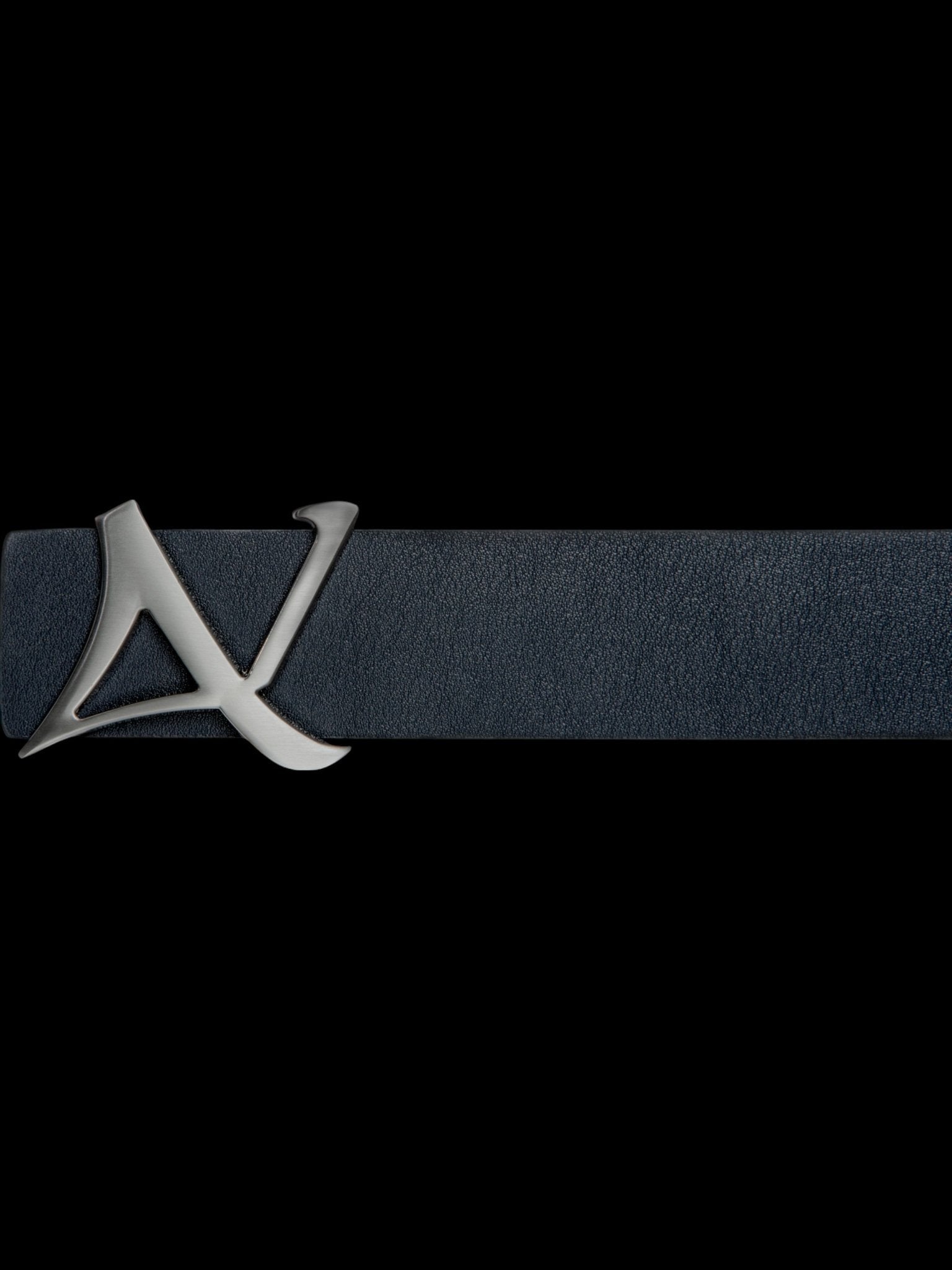 CEINTURE RÉVERSIBLE | SHELBY BRUSHED NICKLE, navy - AU NOIR