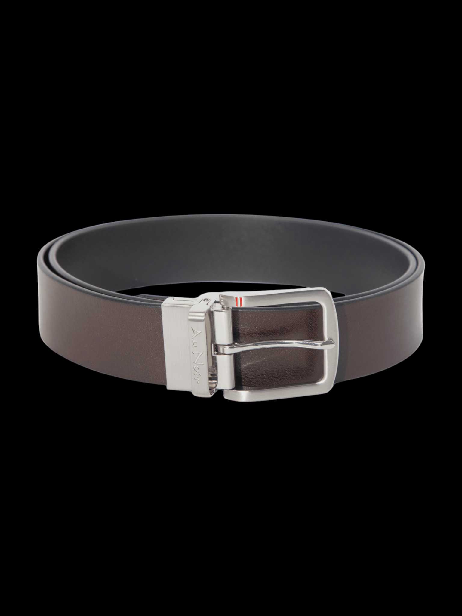 CEINTURE RÉVERSIBLE | STRAUSS BRUSHED NICKLE, noir - brun - AU NOIR