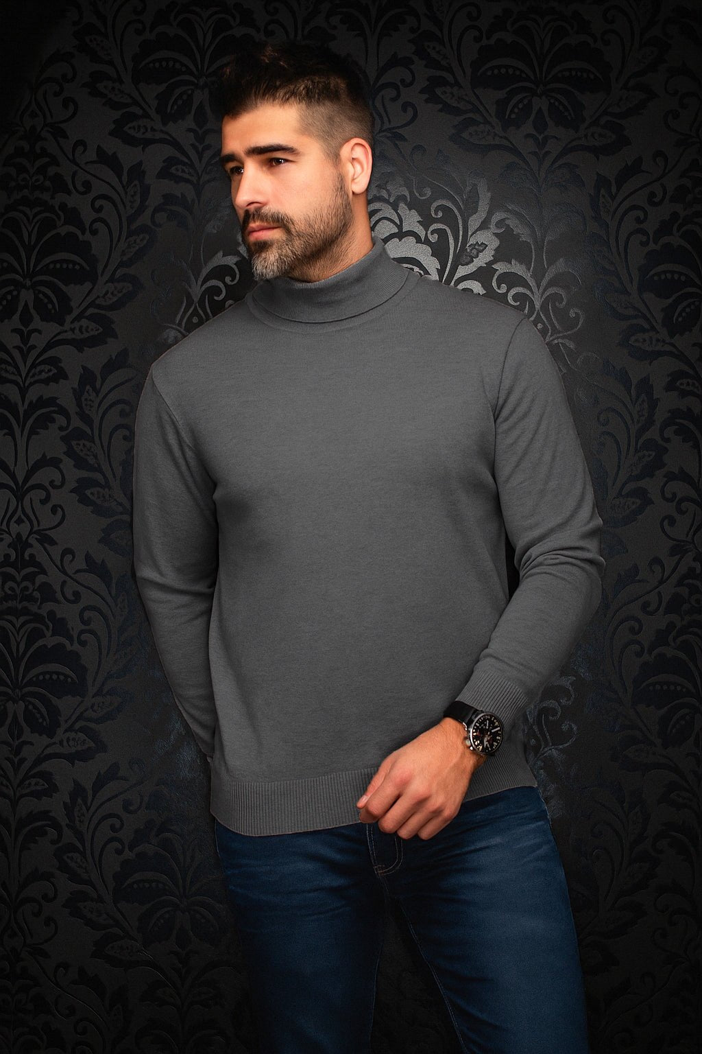 CHANDAIL EN LAINE MÉRINOS | ARKANES, Dark Grey - AU NOIR