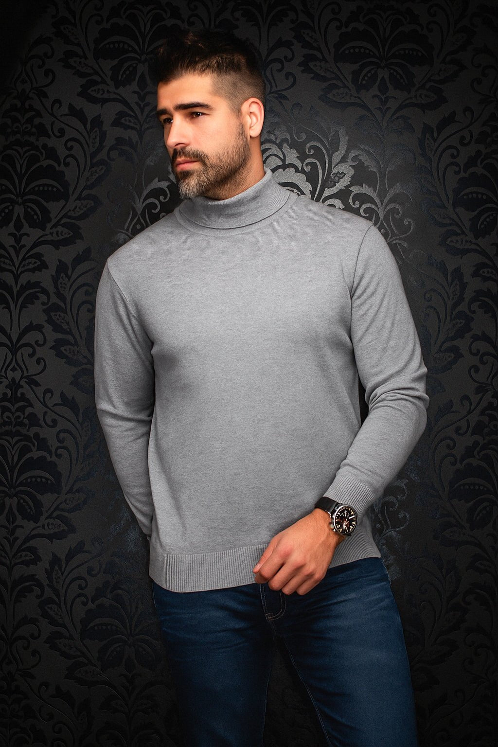 CHANDAIL EN LAINE MÉRINOS | ARKANES, Light Grey - AU NOIR