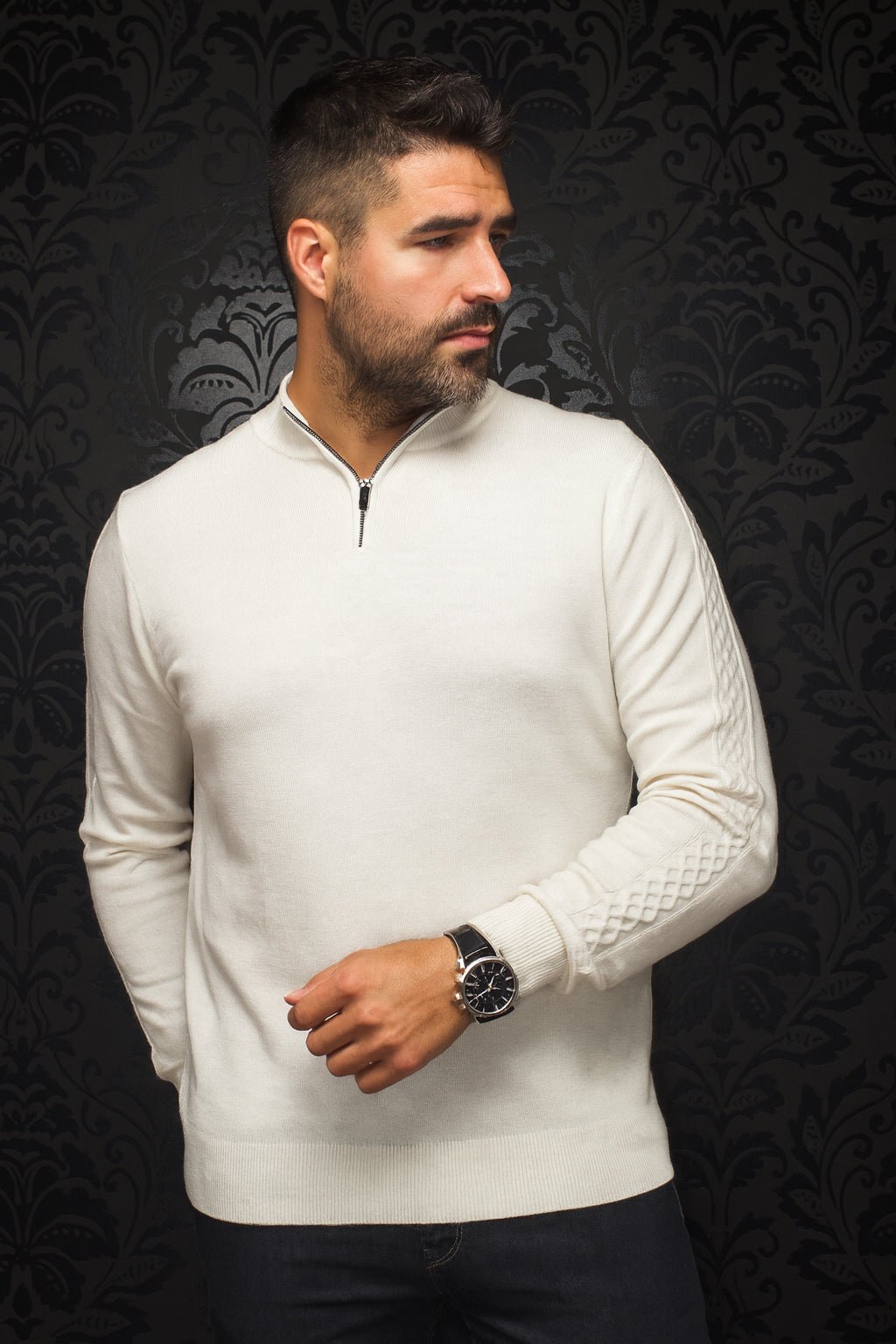 CHANDAIL EN LAINE MÉRINOS | MESTA, Cream - AU NOIR