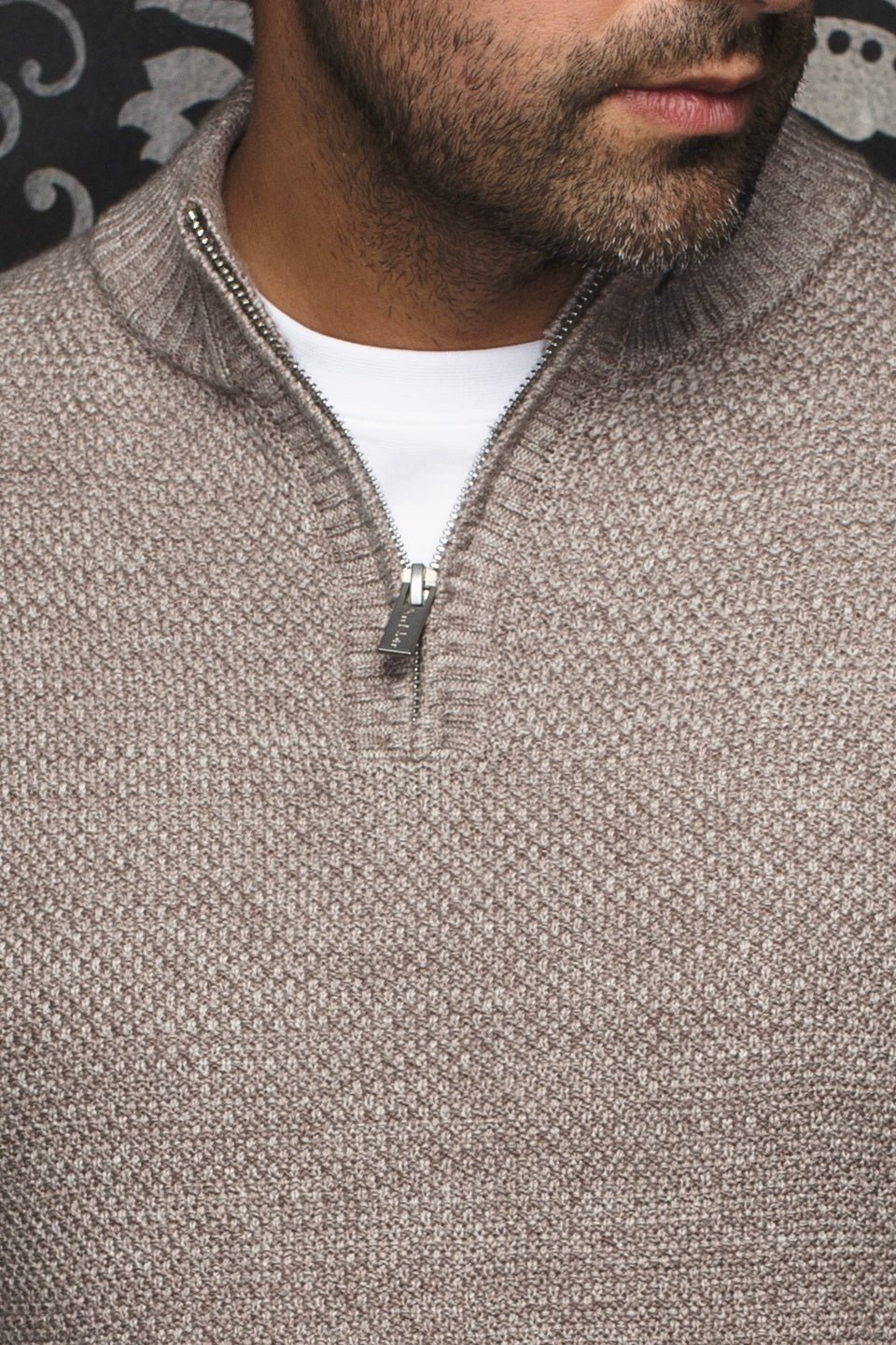 CHANDAIL EN LAINE MÉRINOS | VOGAR, stone - AU NOIR