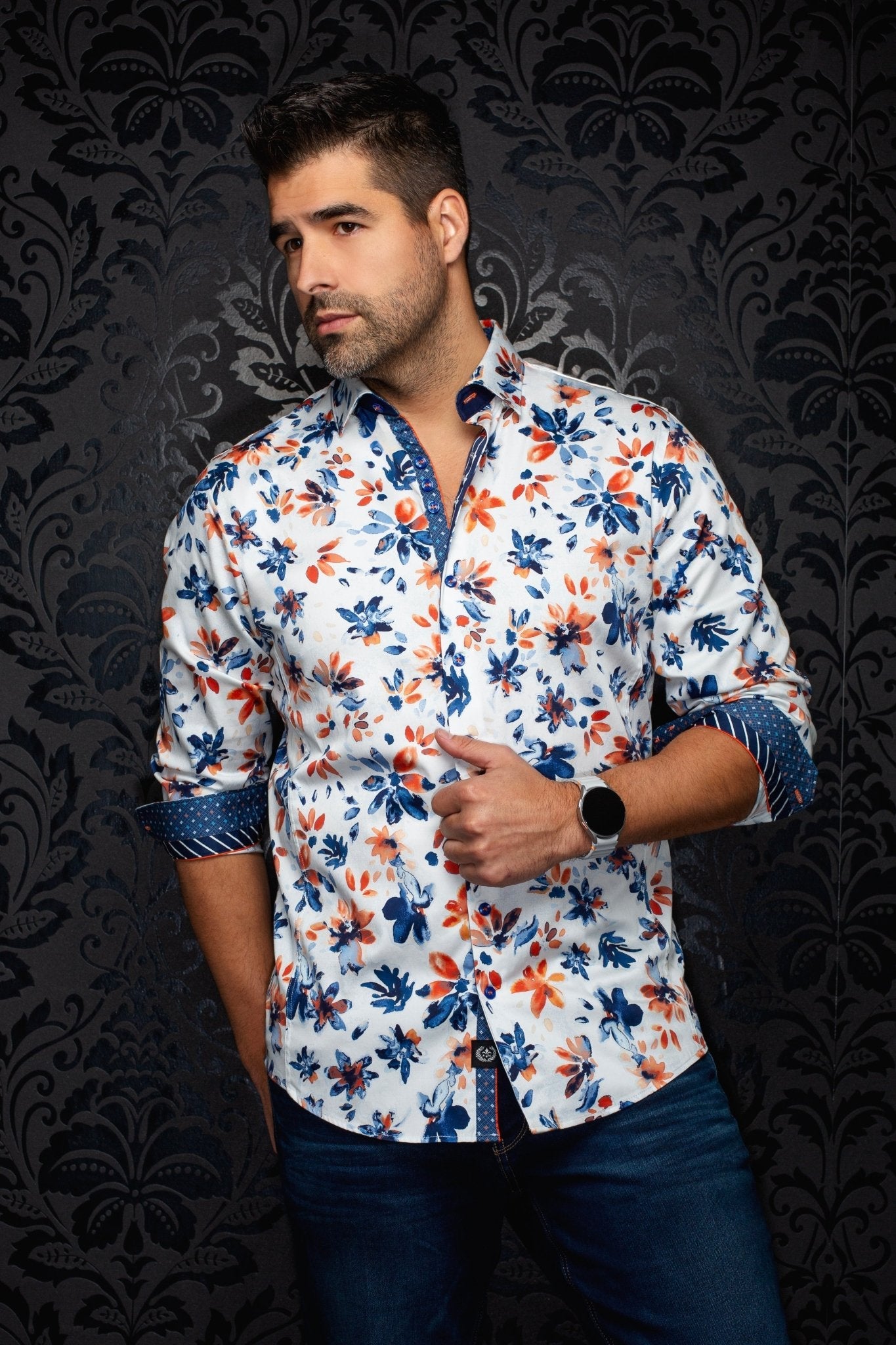 CHEMISE | AMARO, Light Blue Orange - AU NOIR