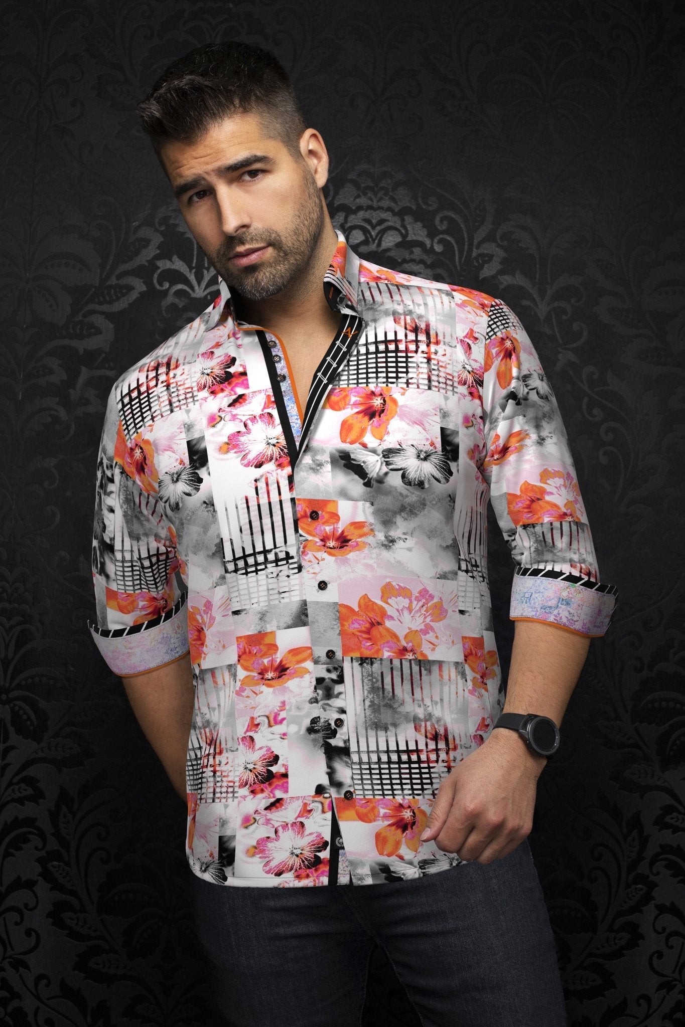CHEMISE | BRENTANO, Orange Pink - AU NOIR