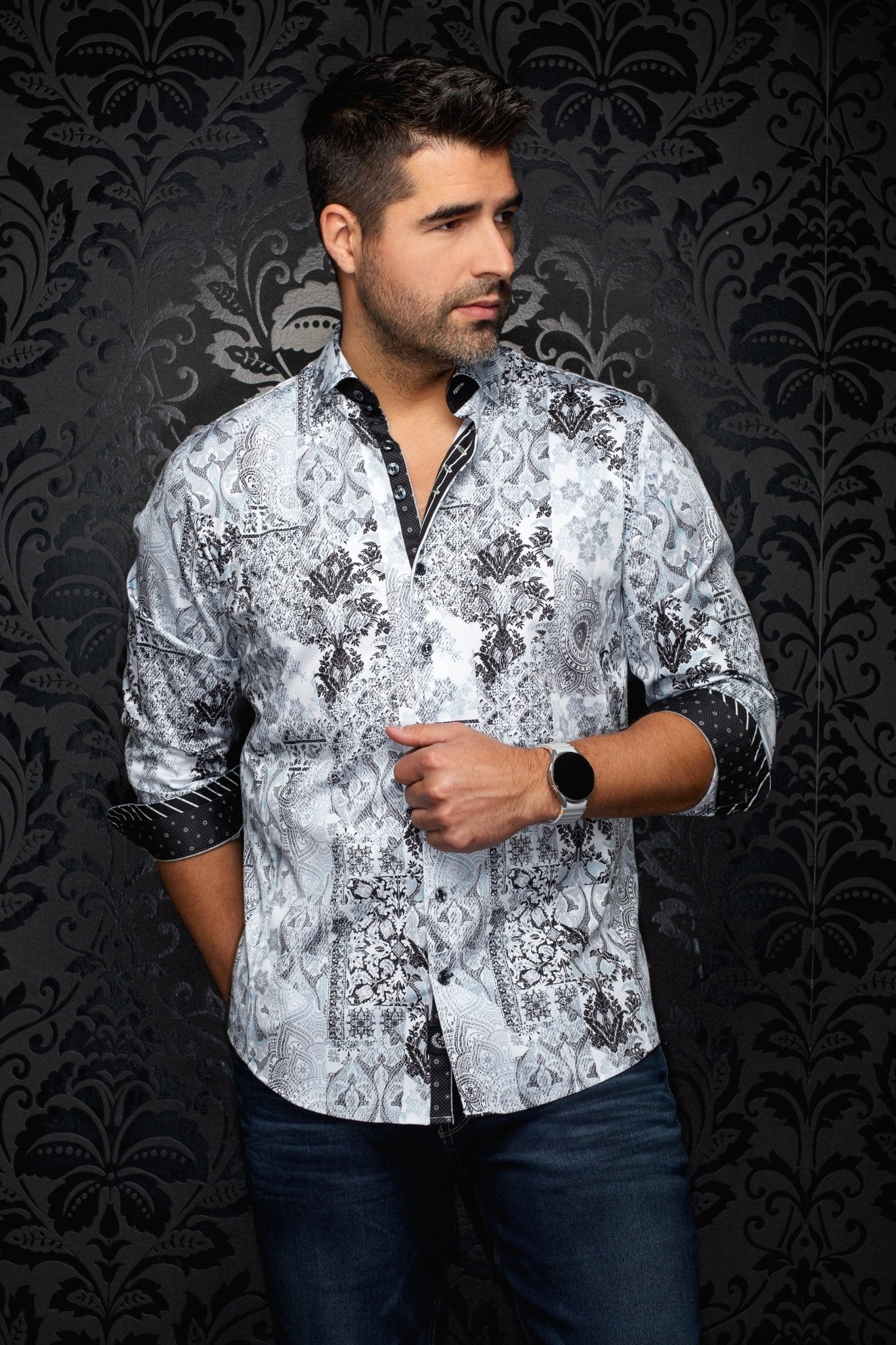 CHEMISE | CASCAIS, White Teal - AU NOIR