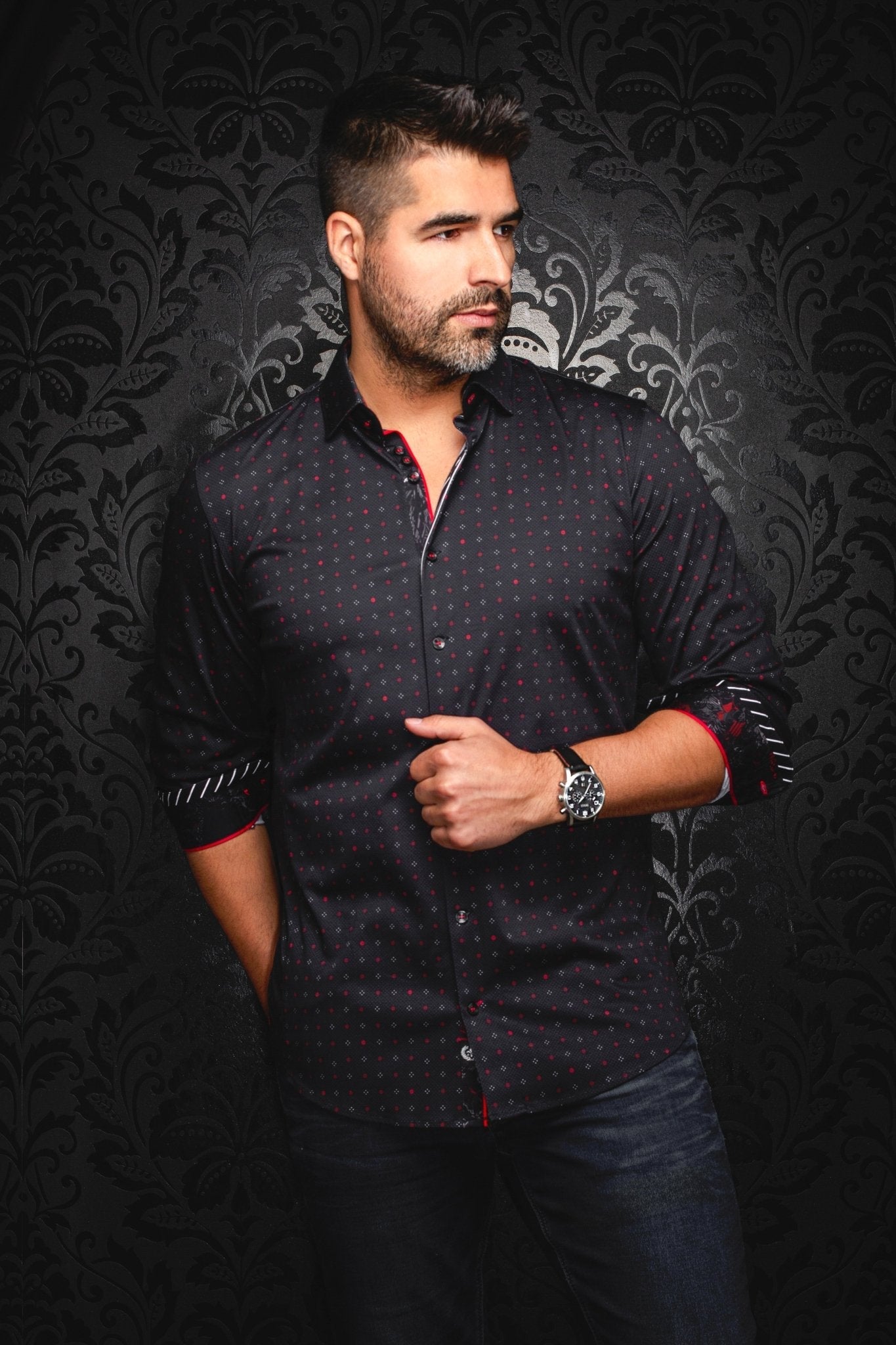 CHEMISE | CLYDE, Black Red - AU NOIR