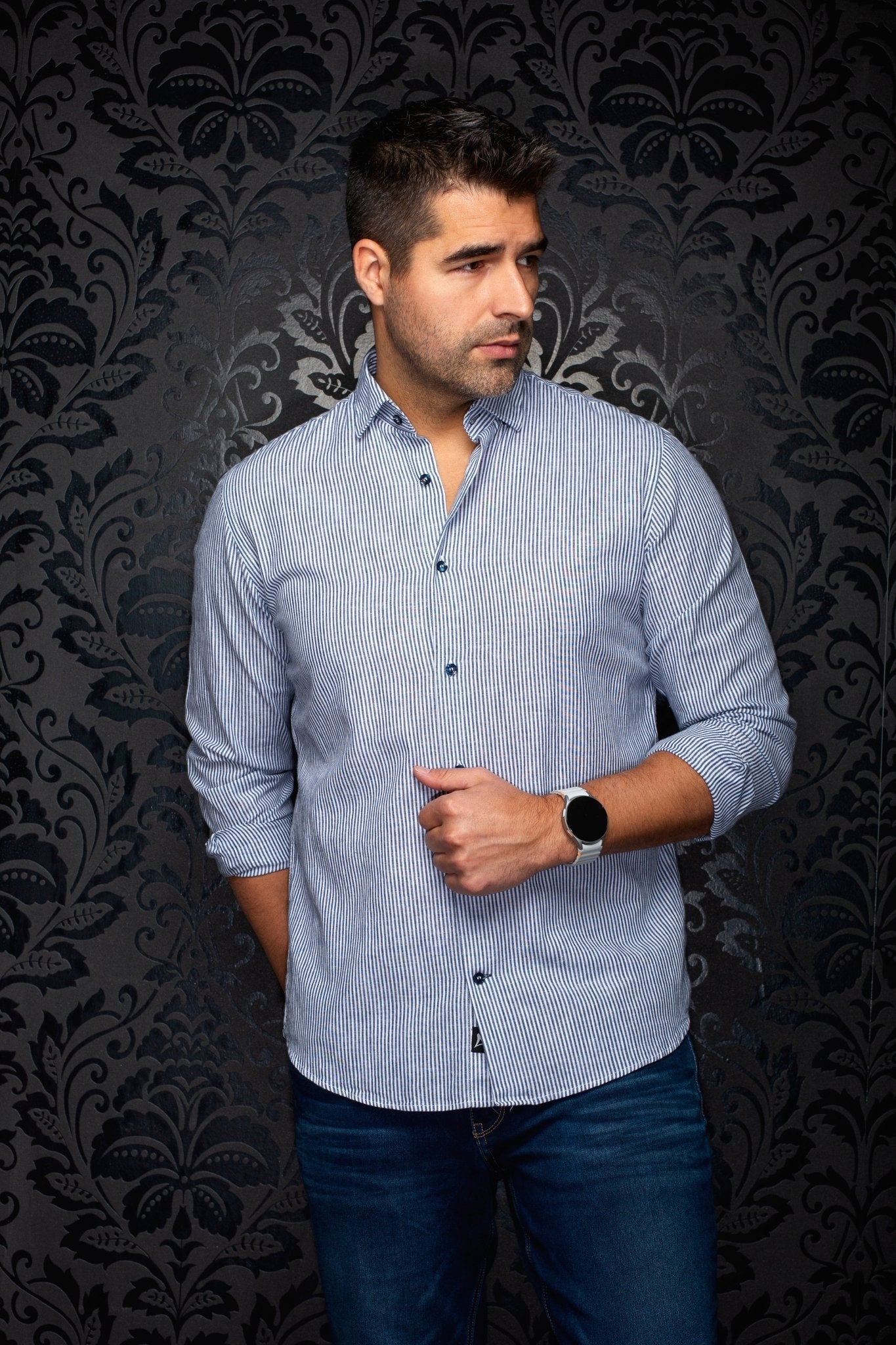 CHEMISE EN LIN | BERNAL, Cobalt - AU NOIR