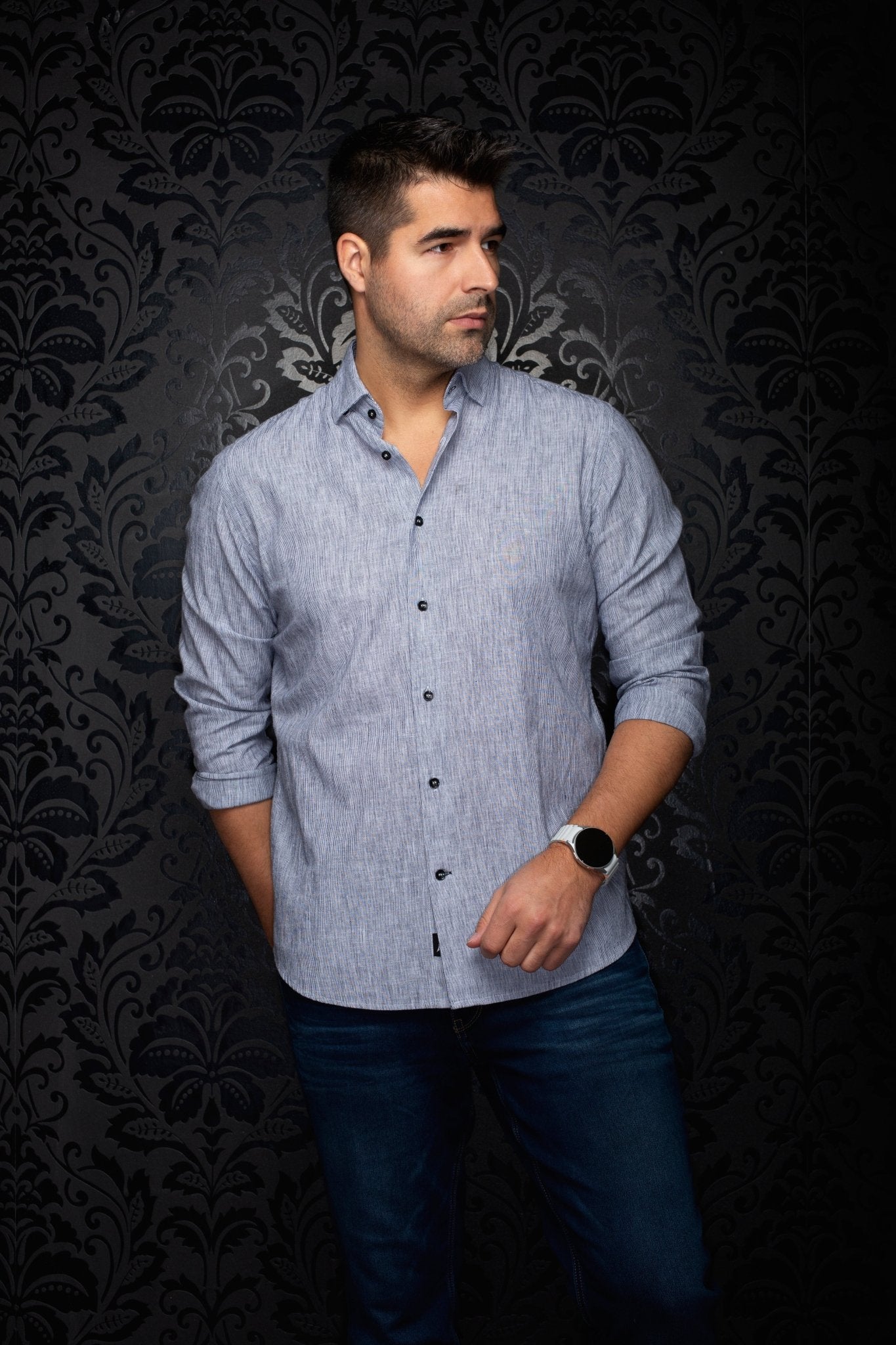 CHEMISE EN LIN | GERE, Black - AU NOIR