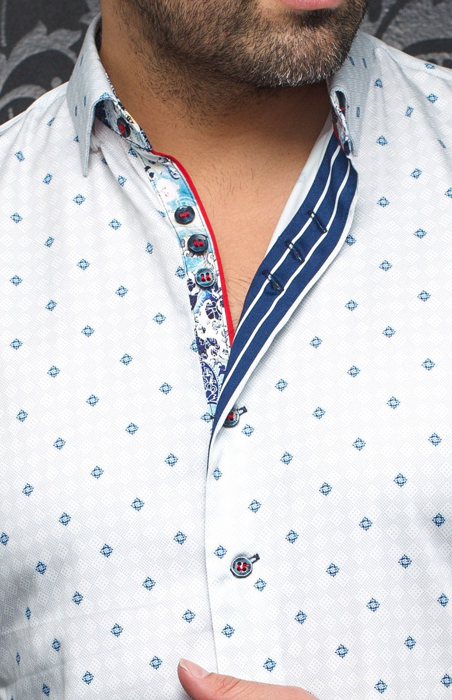 Chemise - GIAN FRANCO, White Blue - AU NOIR