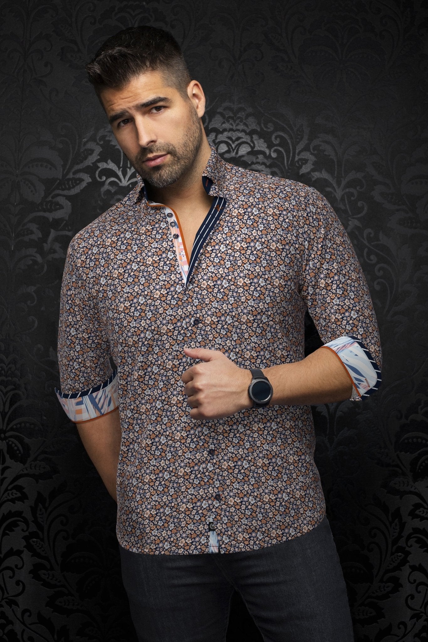 CHEMISE | HAYLO, Navy Orange - AU NOIR