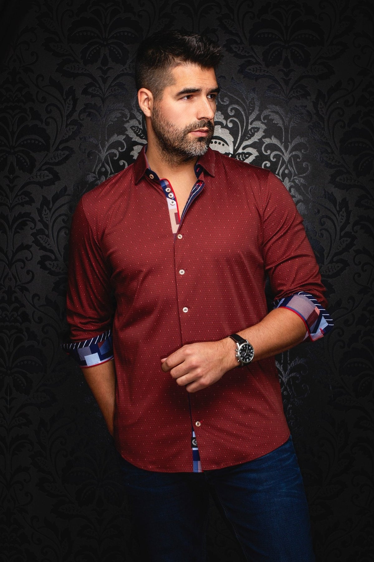 CHEMISE | HOUND, Burgundy - AU NOIR