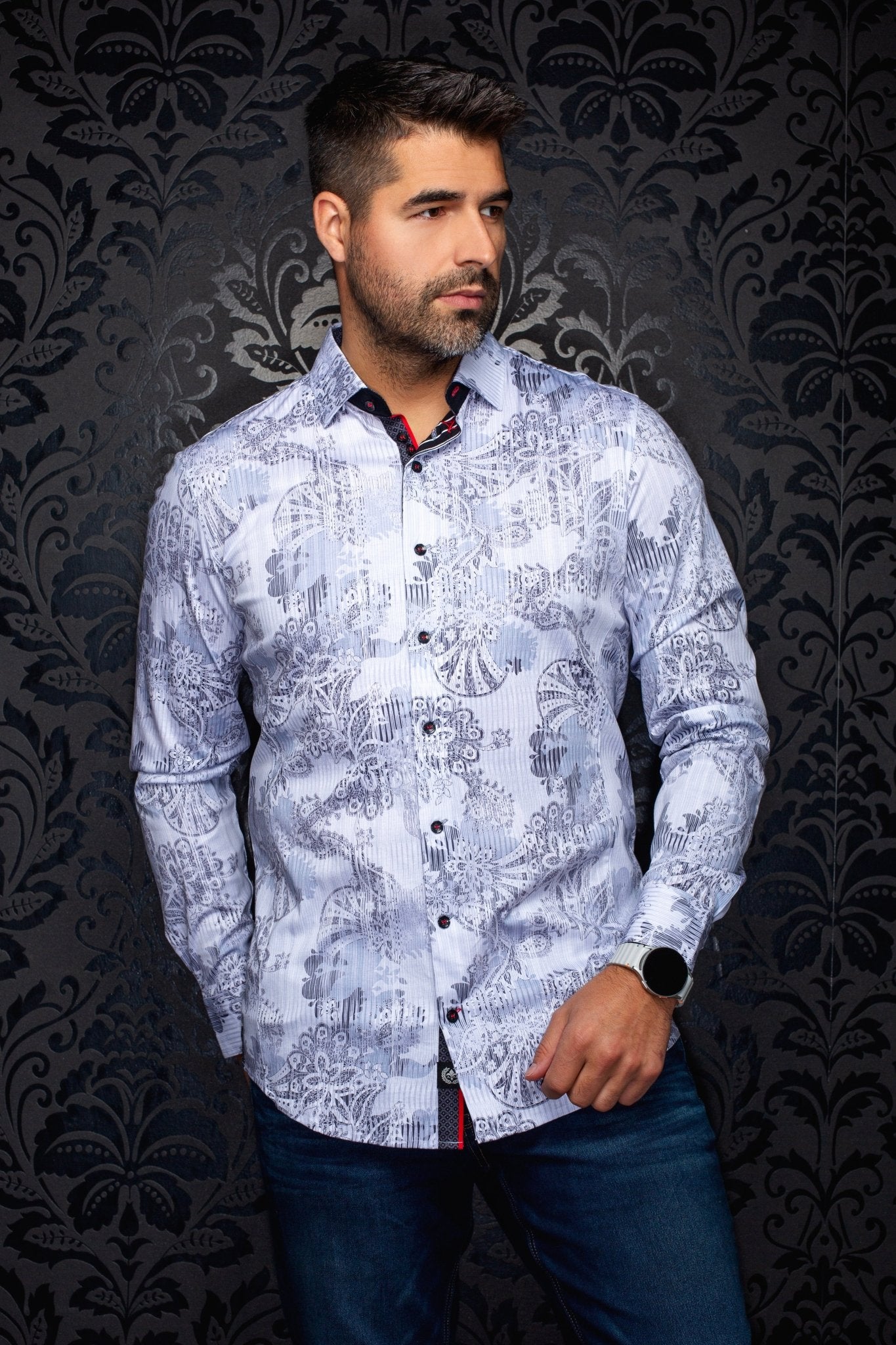 CHEMISE | KALIMANTAN, White Grey - AU NOIR