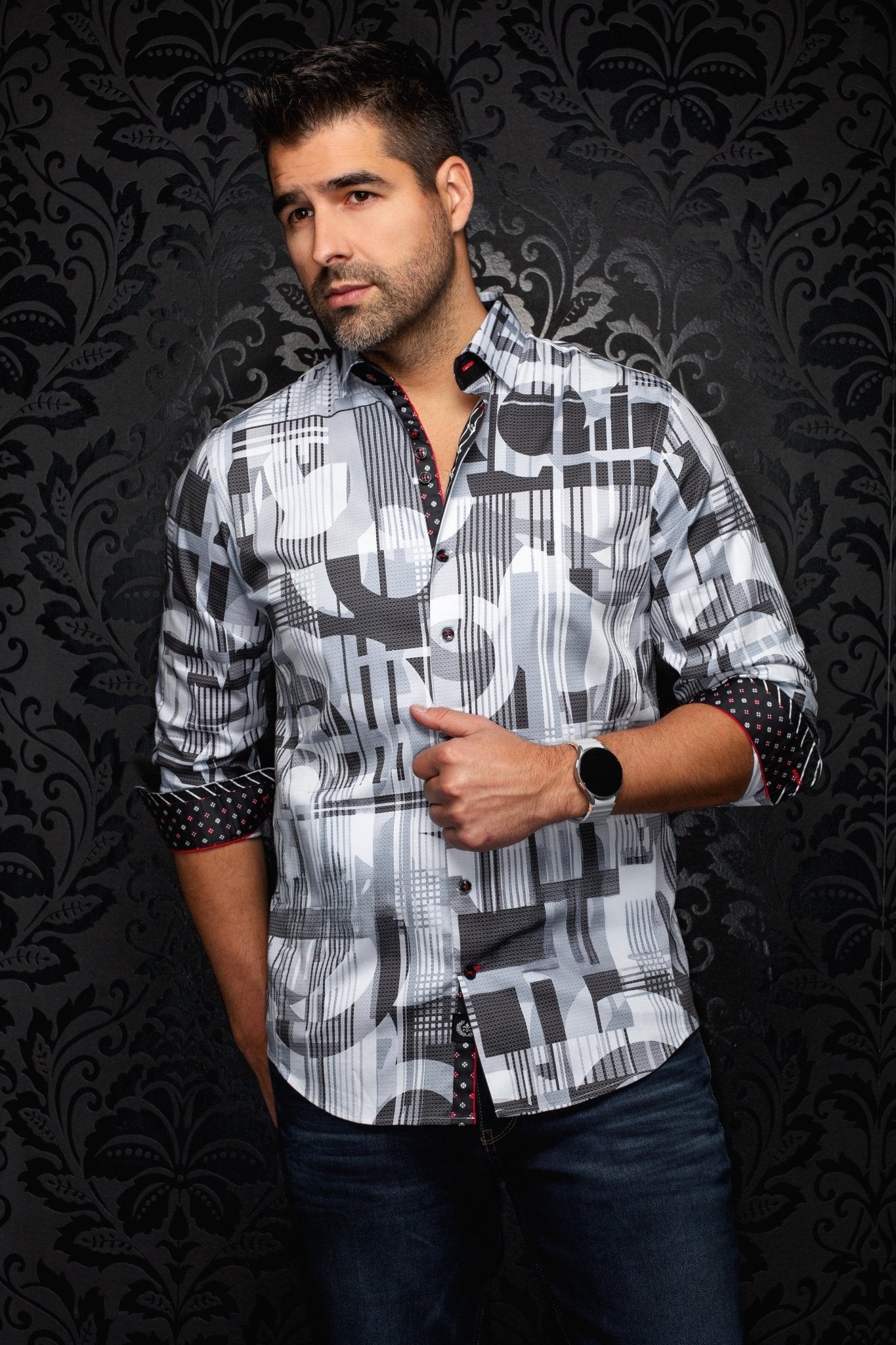 CHEMISE | LAJEDO, Grey - AU NOIR